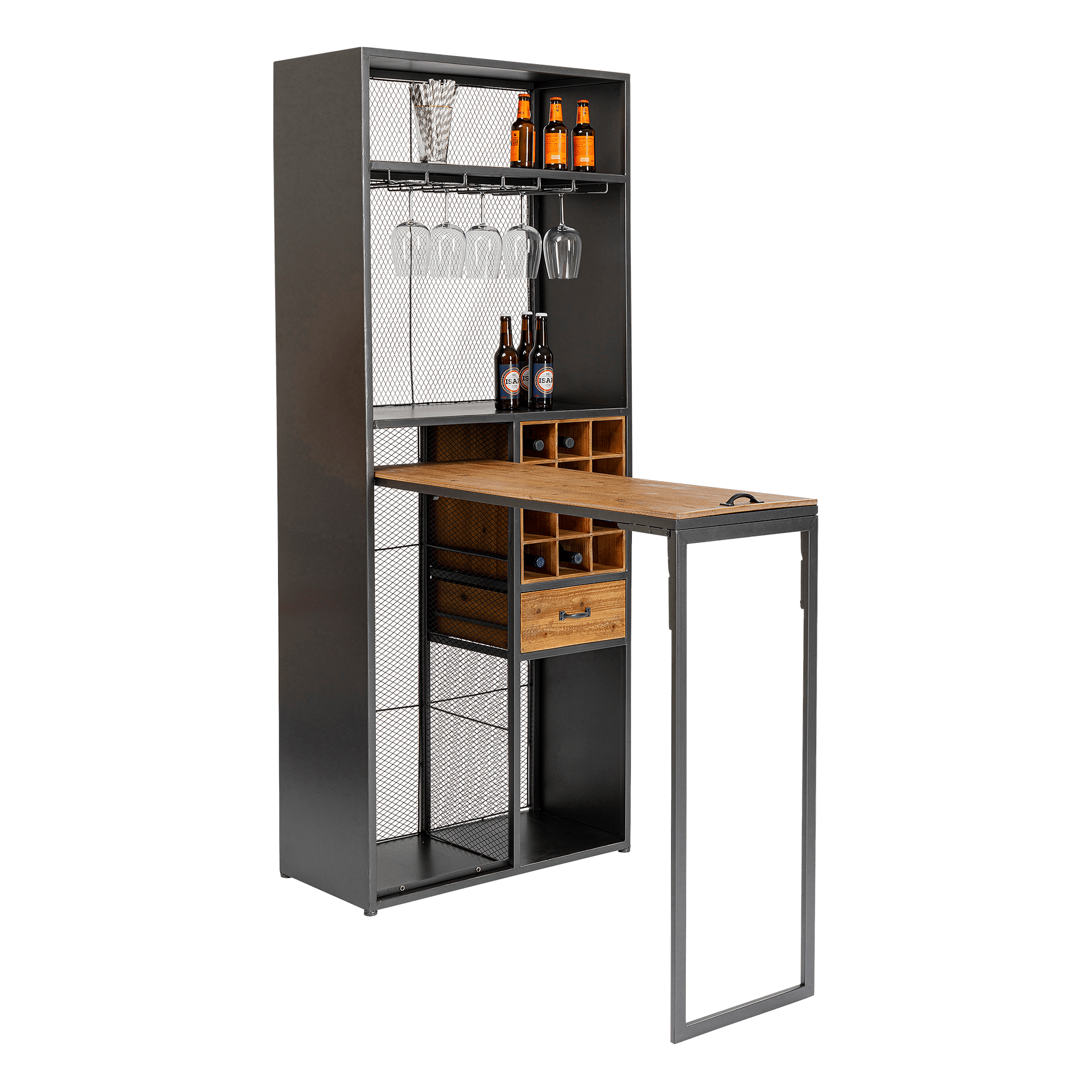 Kare Barschrank Vinoteca Holzfarben