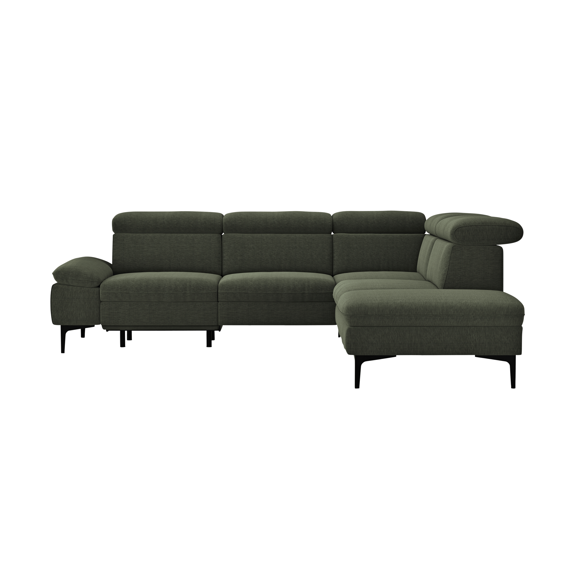 Global wohnen Ecksofa Felipa Forest Dunkelgrün Rücken echt, Kopfteilverstellung, Relaxfunktion motorisch, Armlehne verstellbar Global wohnen Ecksofa Felipa Forest Dunkelgrün Rücken echt, Kopfteilverstellung, Relaxfunktion motorisch, Armlehne verstellbar