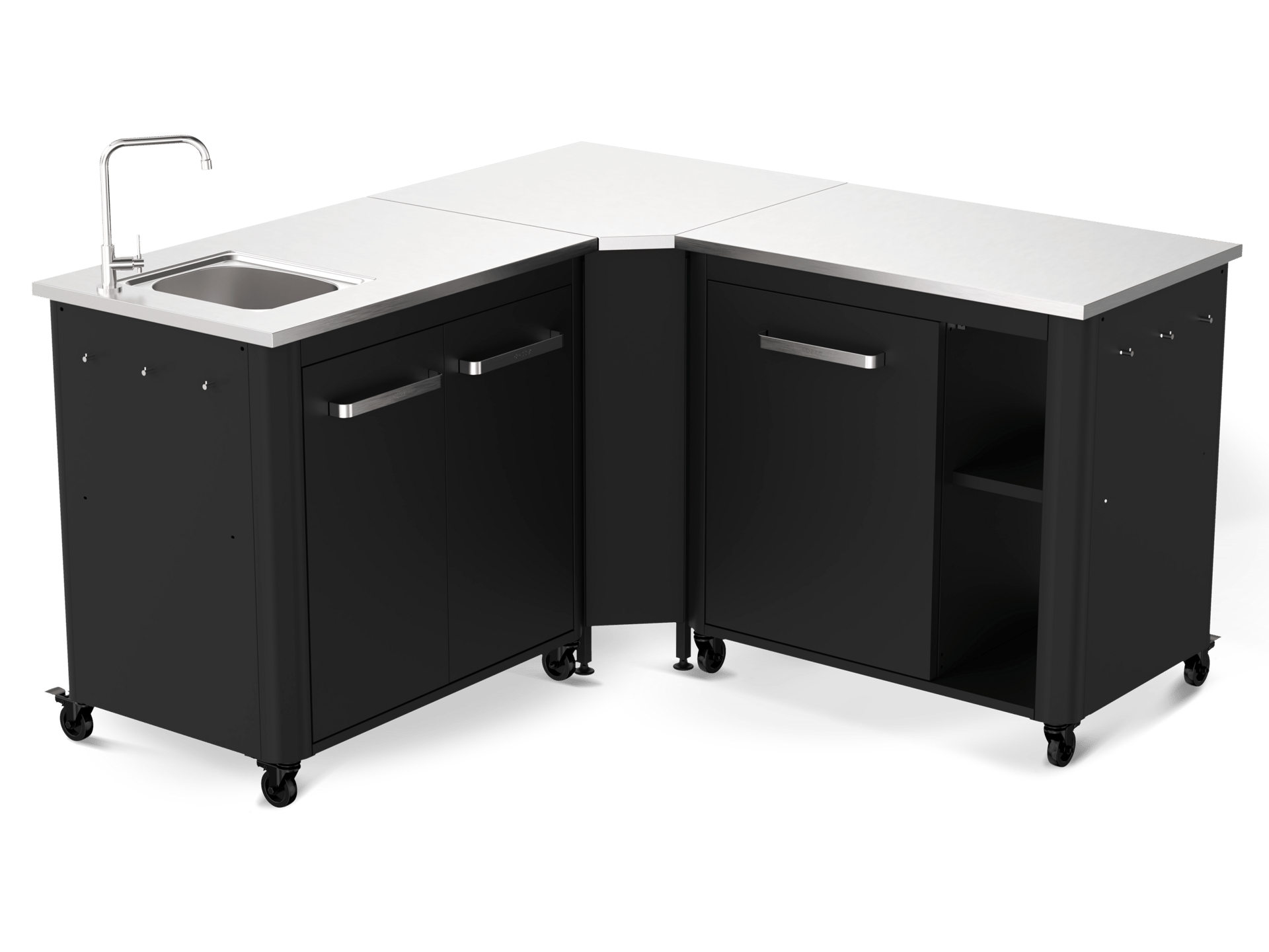cozze® Gartenschrank Outdoorküche 3-teilig Schwarz 160*160*90