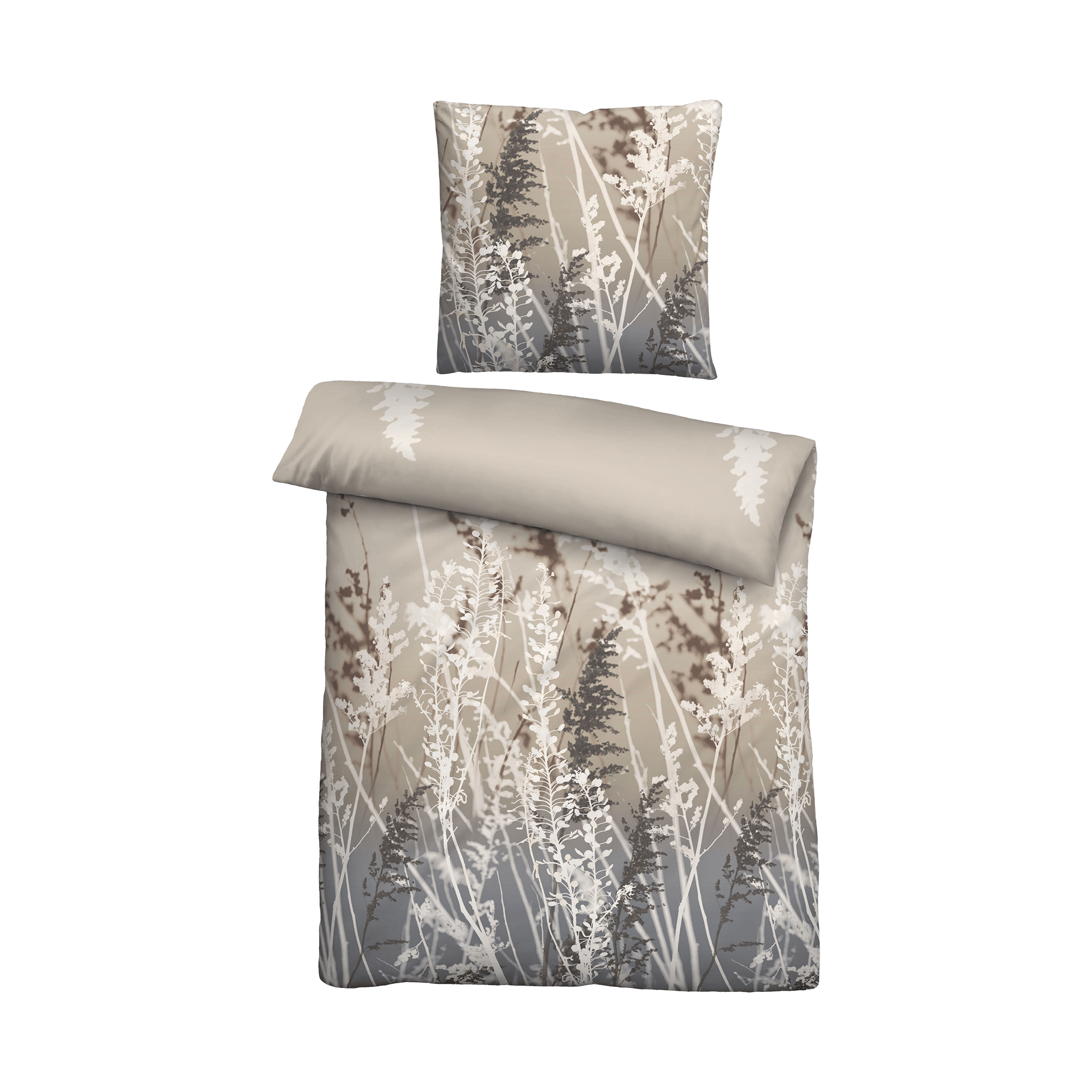 Biberbettwäsche Gräser Taupe 135x200cm Biberbettwäsche Gräser Taupe 135x200cm