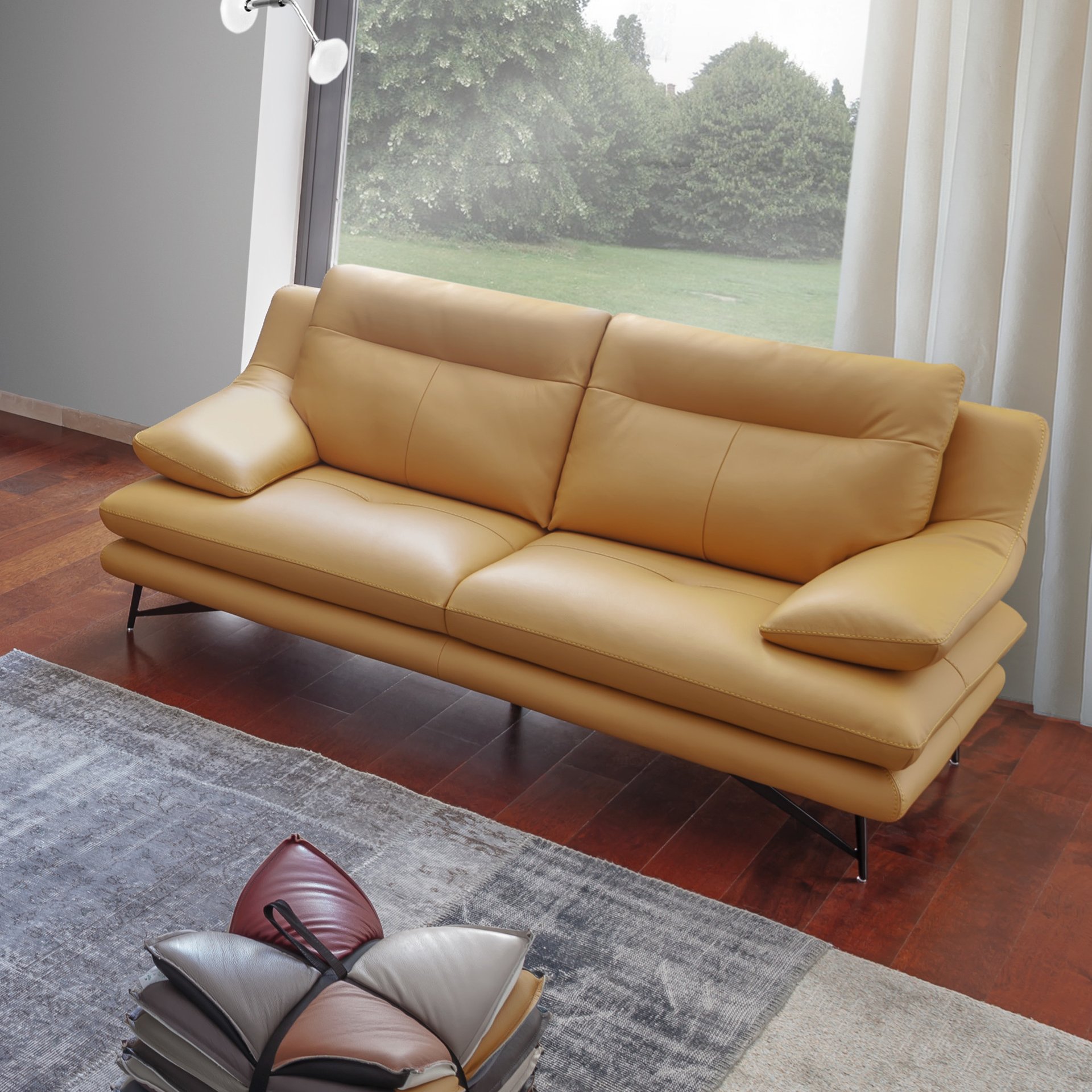 Sofa 2,5-Sitzer Celine Leder Gelb Sofa 2,5-Sitzer Celine Leder Gelb
