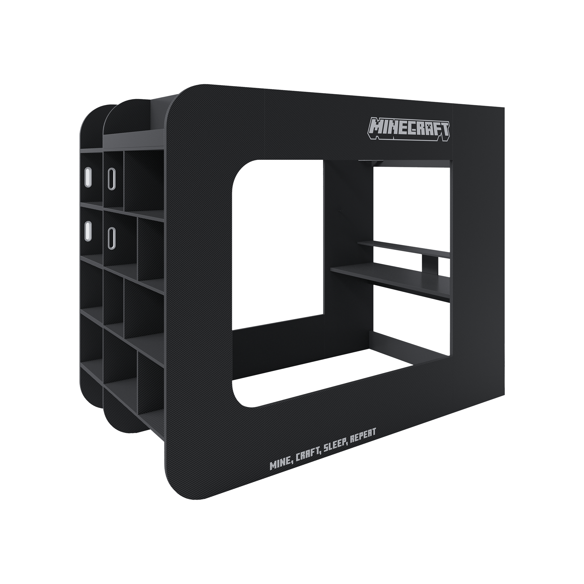 Minecraft Funktionsbett MC Schwarz 120x200 cm