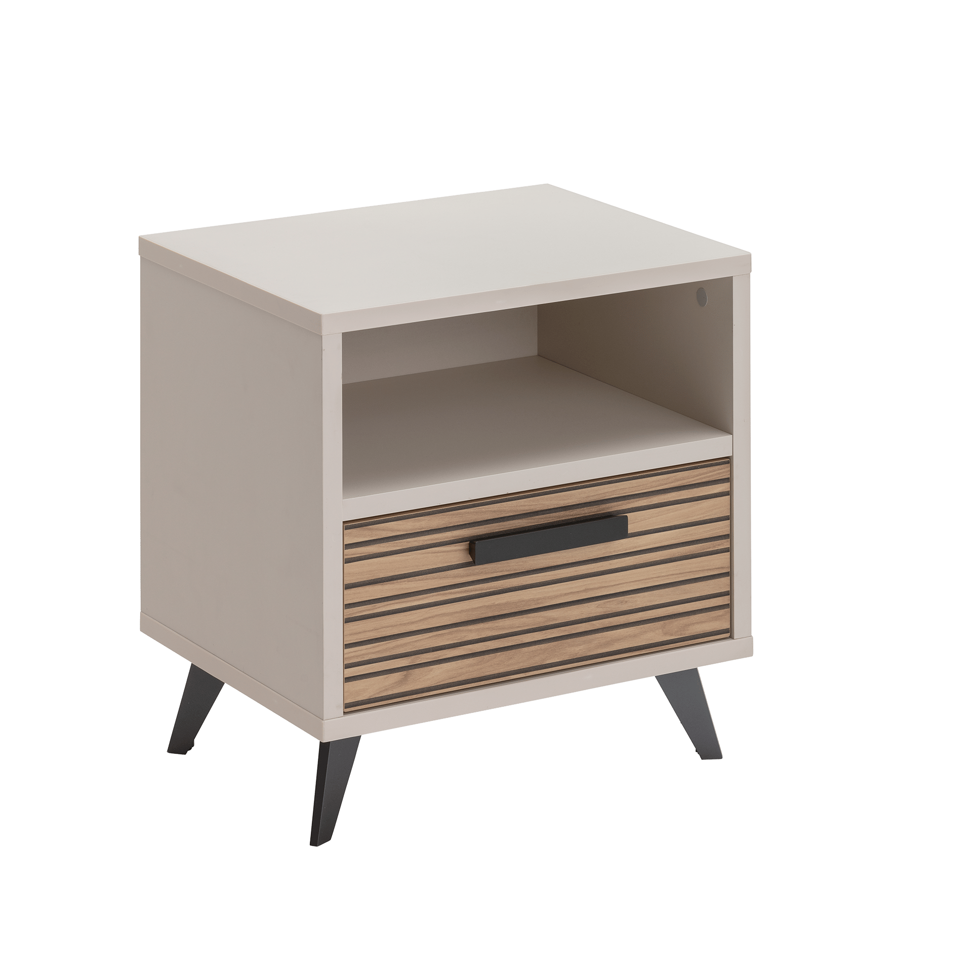 Nachttisch Brüssel Griff Schwarz Absetzung Stripped Wood Front Cashmere Korpus Cashemere