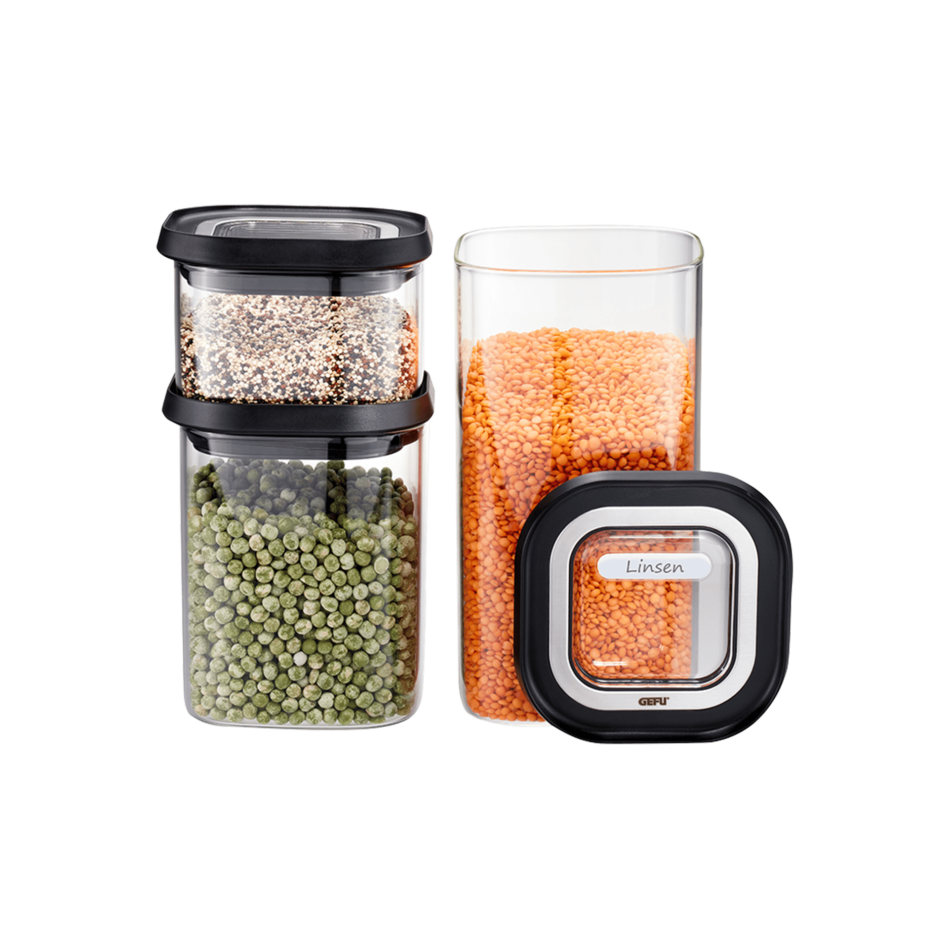 Gefu Vorratsdosen-Set Pantry Schwarz-Silber