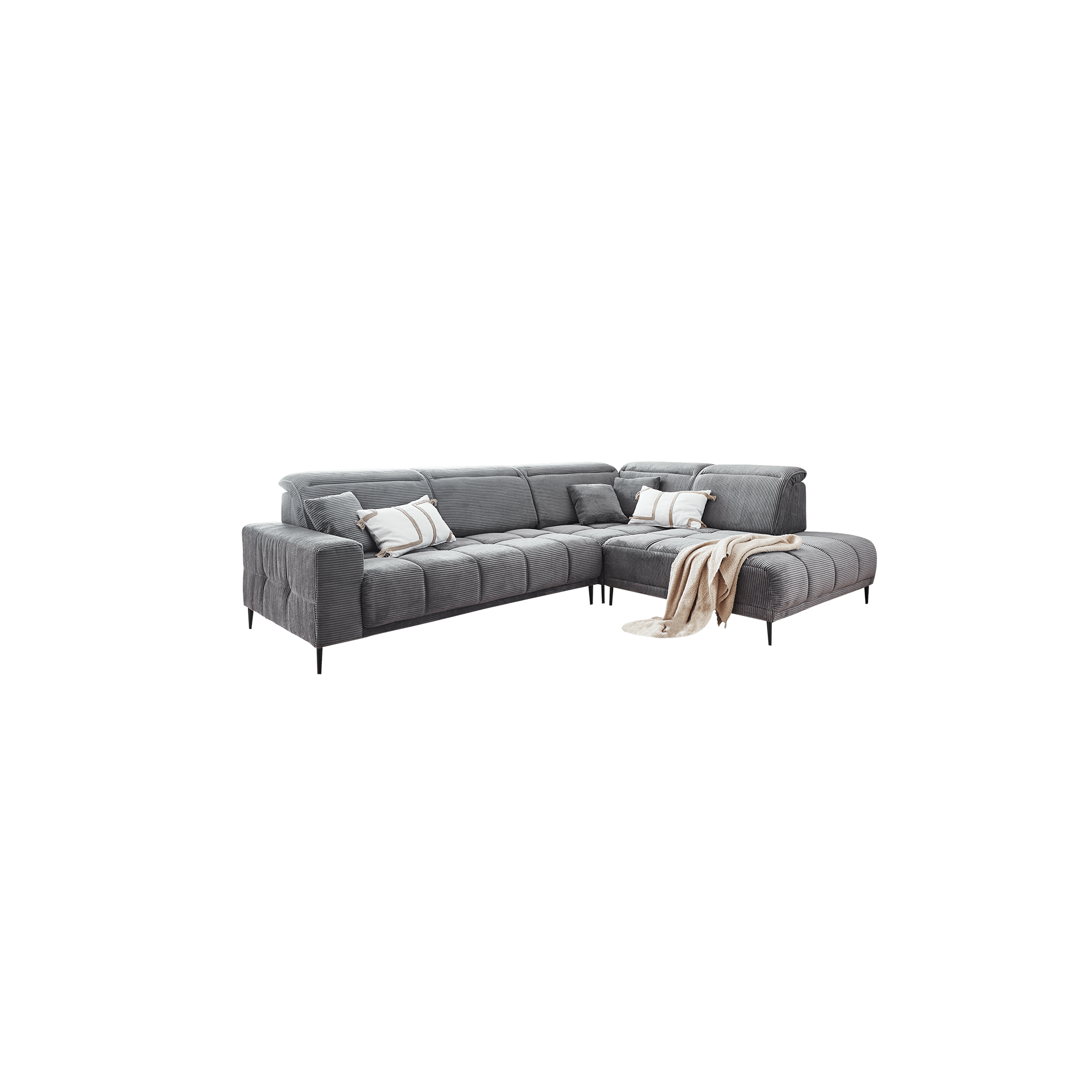 Ecksofa Liana Grau Sitztiefe motorisch verstellbar Ecksofa Liana Grau Sitztiefe motorisch verstellbar