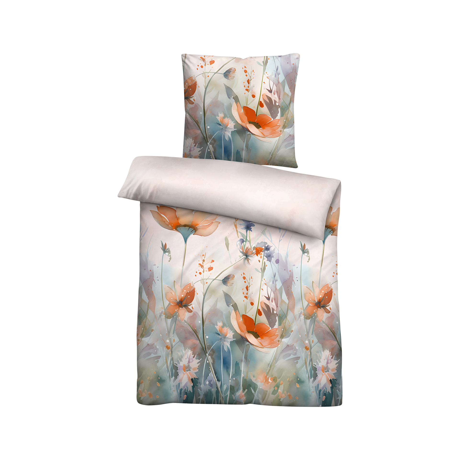 Satin Bettwäsche Wildblumen Gold 135x200cm