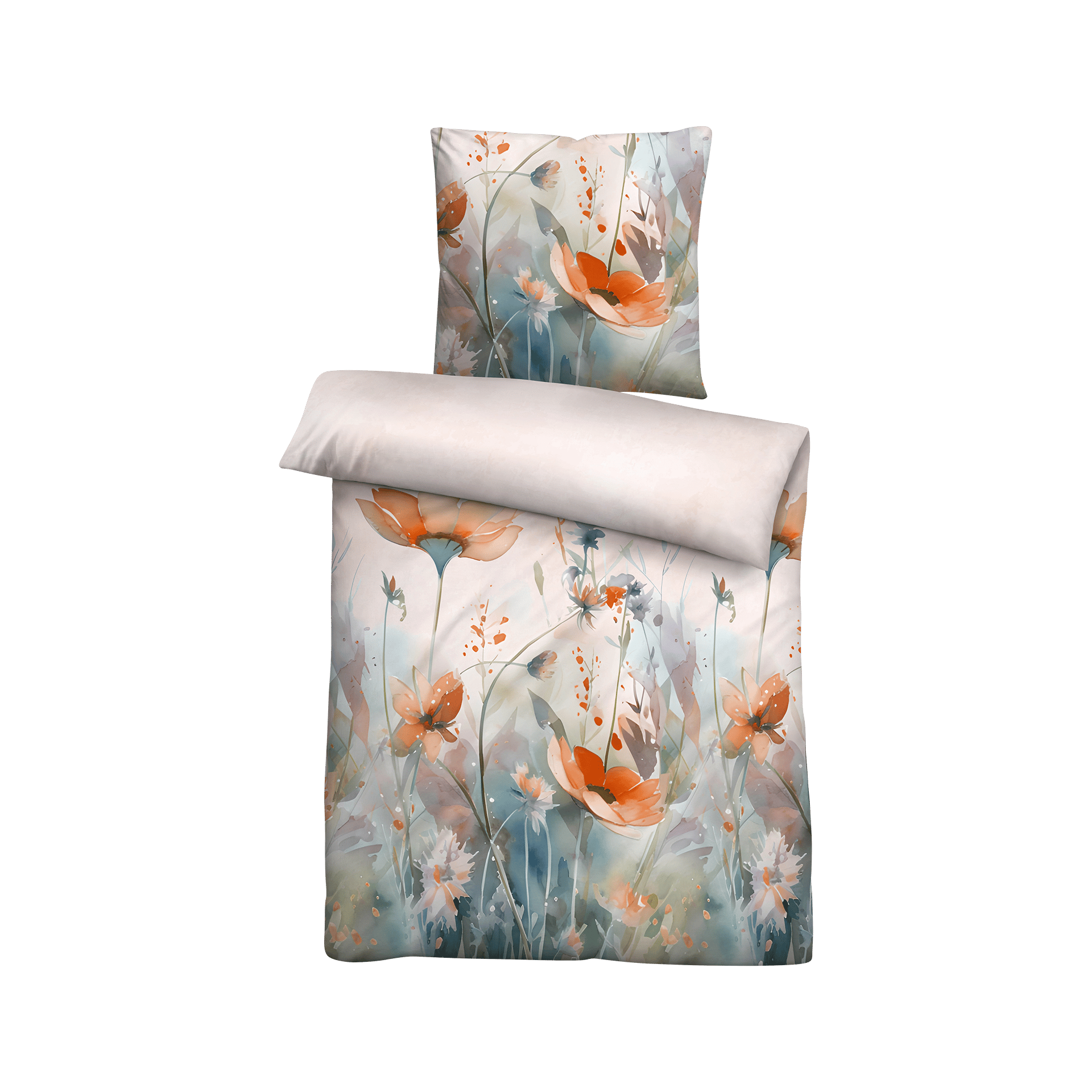 Satin Bettwäsche Wildblumen Gold 135x200cm Satin Bettwäsche Wildblumen Gold 135x200cm