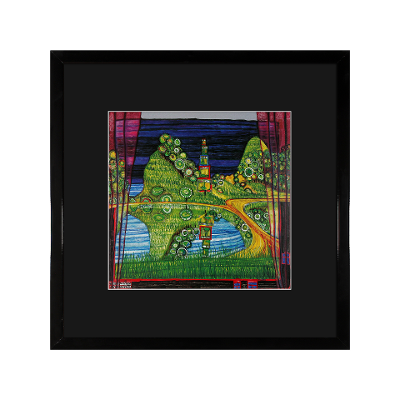 Bild Hundertwasser Schwarz-Bunt Bild Hundertwasser Schwarz-Bunt