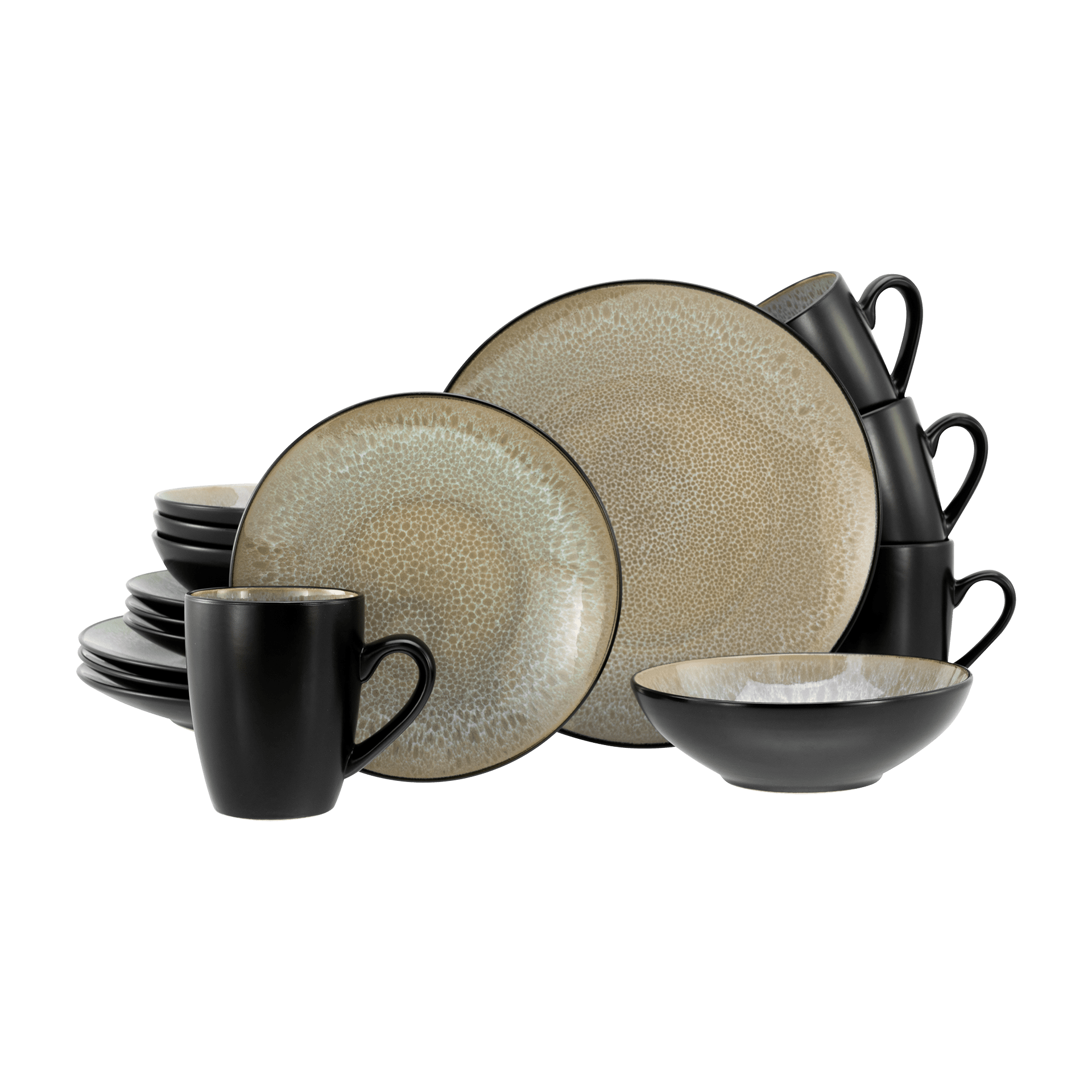 Kombiservice Malmö 16-teilig beige schwarz Kombiservice Malmö 16-teilig beige schwarz