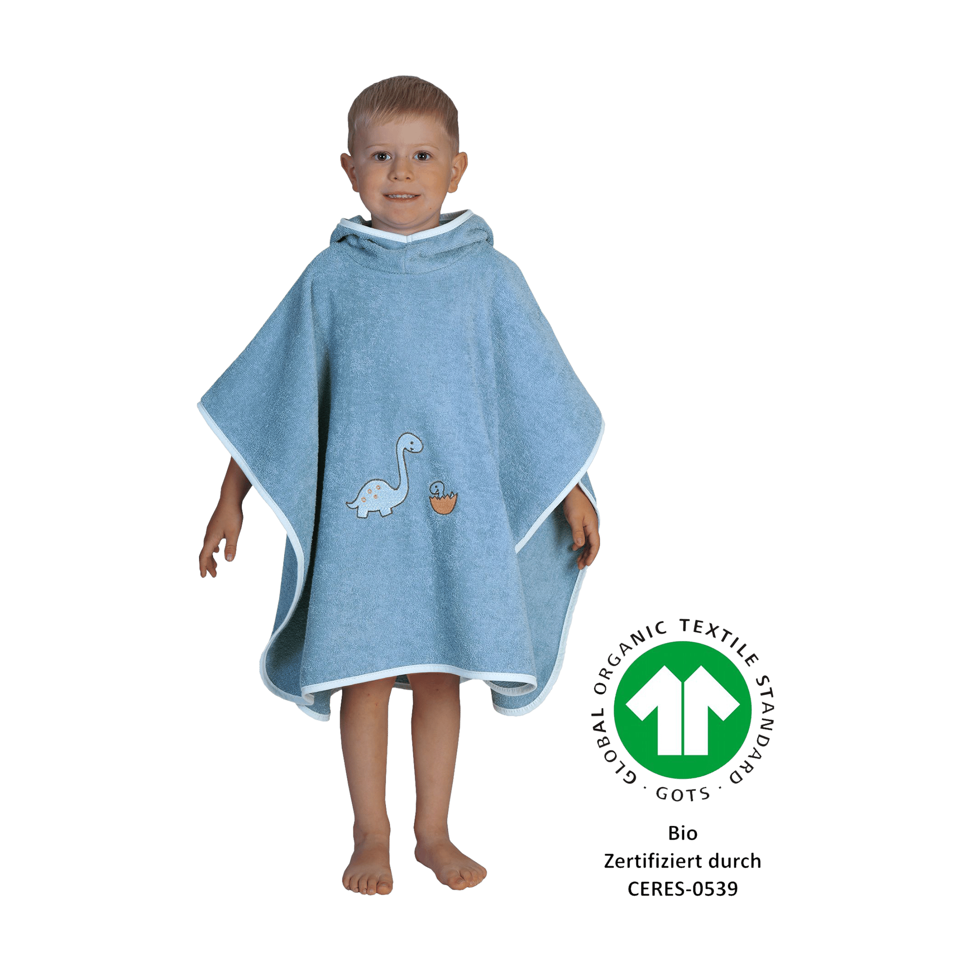 Poncho Dinofamilie blau