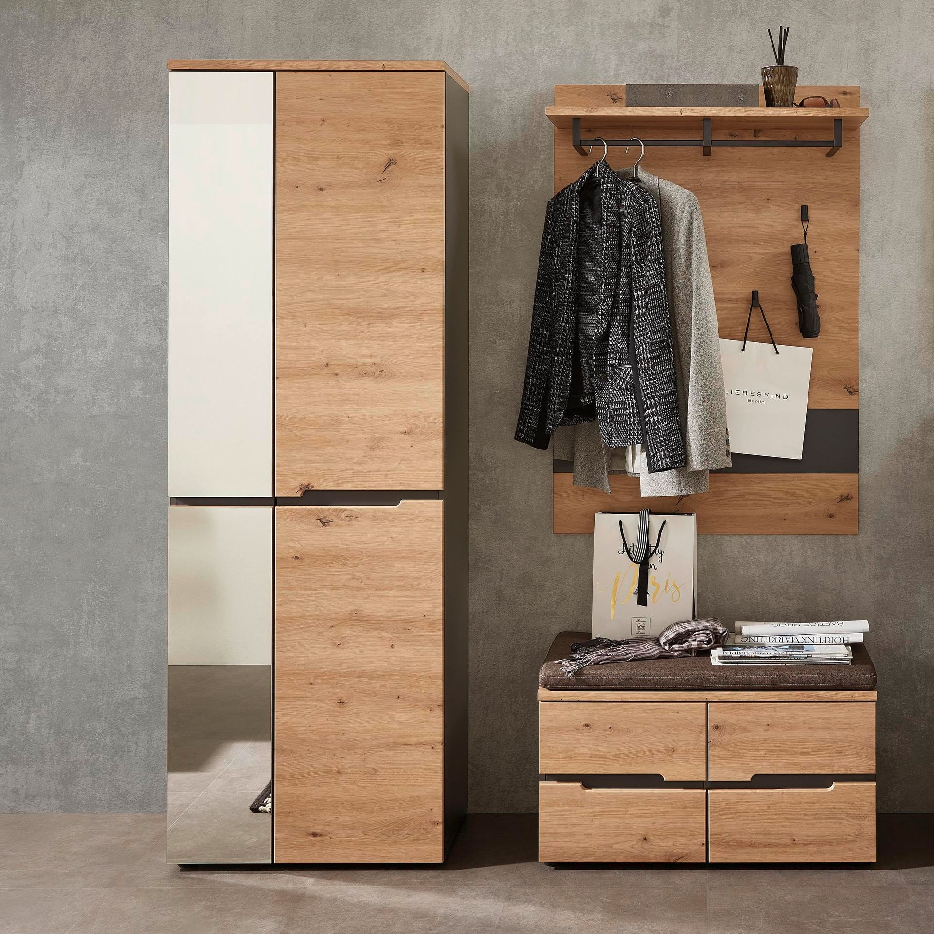 Novofurn Garderoben-Set Ilario 3-teilig Eichefarben