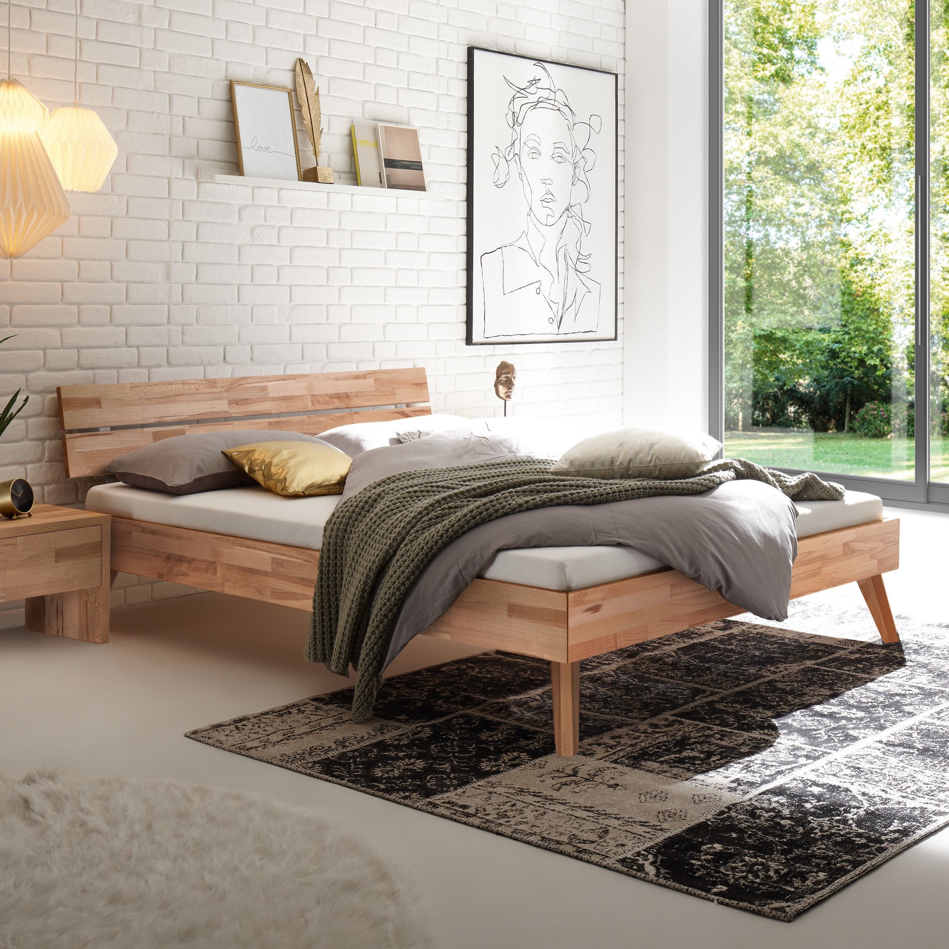 HASENA Bett Trento Gestell Kernbuche Natur, Geölt 120x200 cm