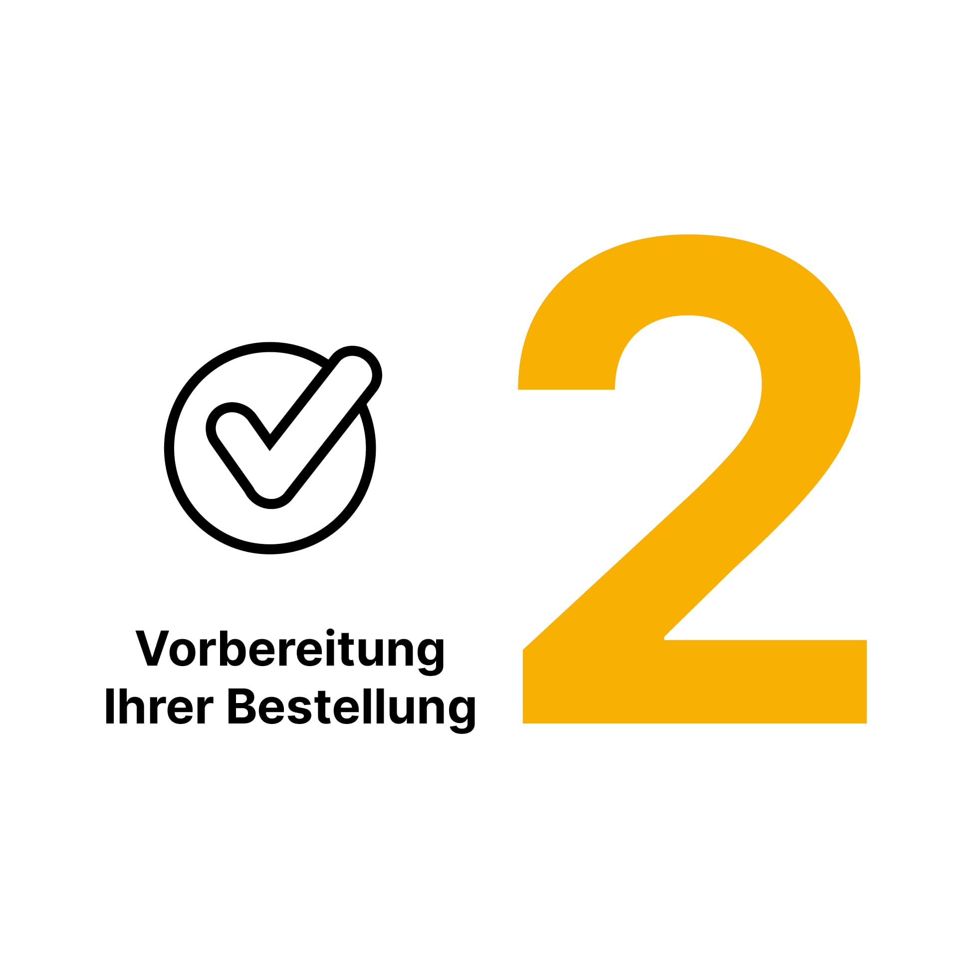 2. Vorbereitung Ihrer Bestellung Zahl zwei in Gelb, Icon, Vorbereitung Ihrer Bestellung