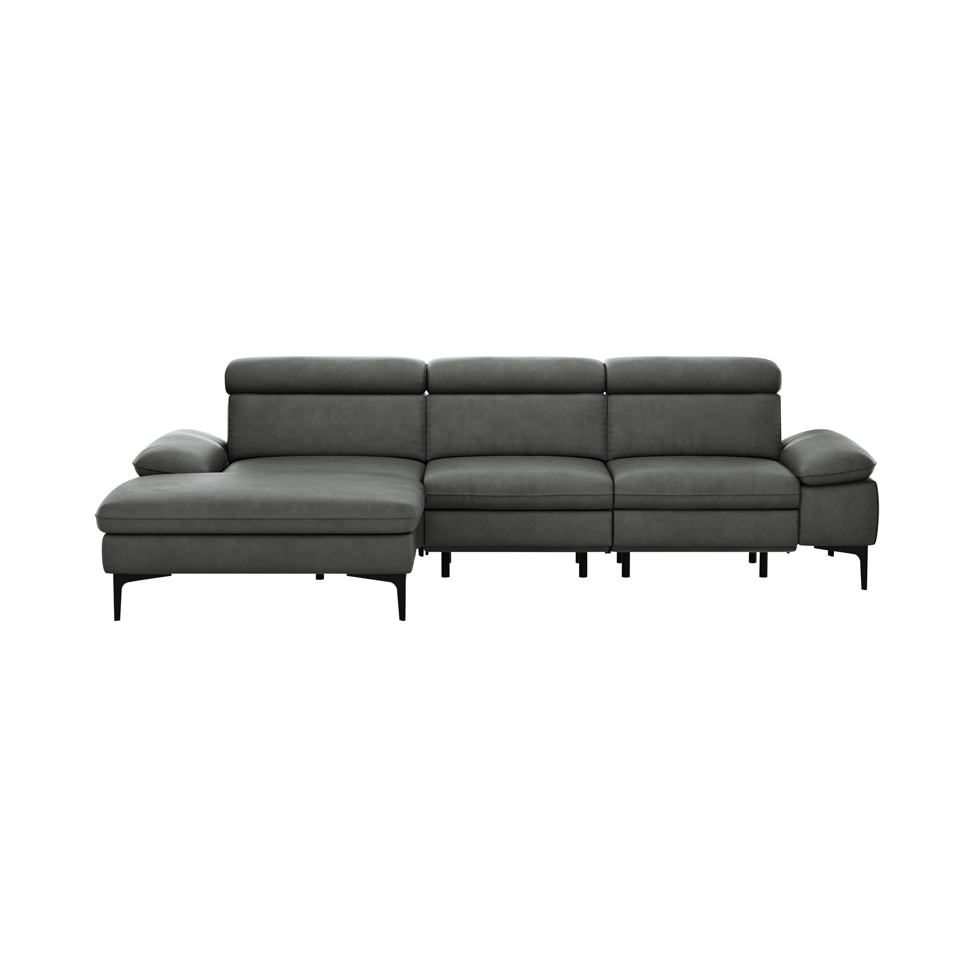 Global wohnen Ecksofa Felipa Leder Retro Grey Rücken echt, Kopfteilverstellung, Relaxfunktion motorisch, Armlehne verstellbar Global wohnen Ecksofa Felipa Leder Retro Grey Rücken echt, Kopfteilverstellung, Relaxfunktion motorisch, Armlehne verstellbar