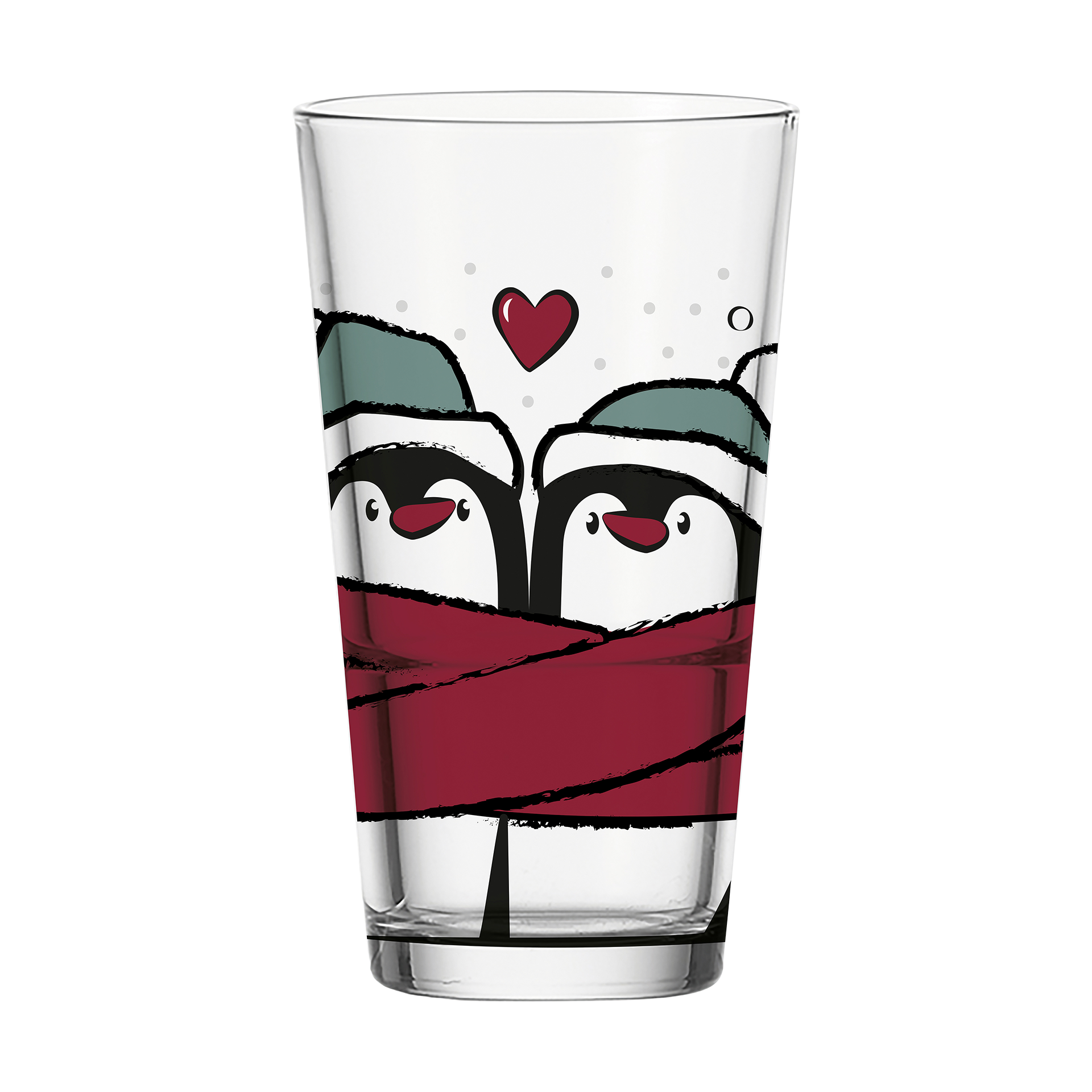Longdrinkglas Pinguine mehrfarbig