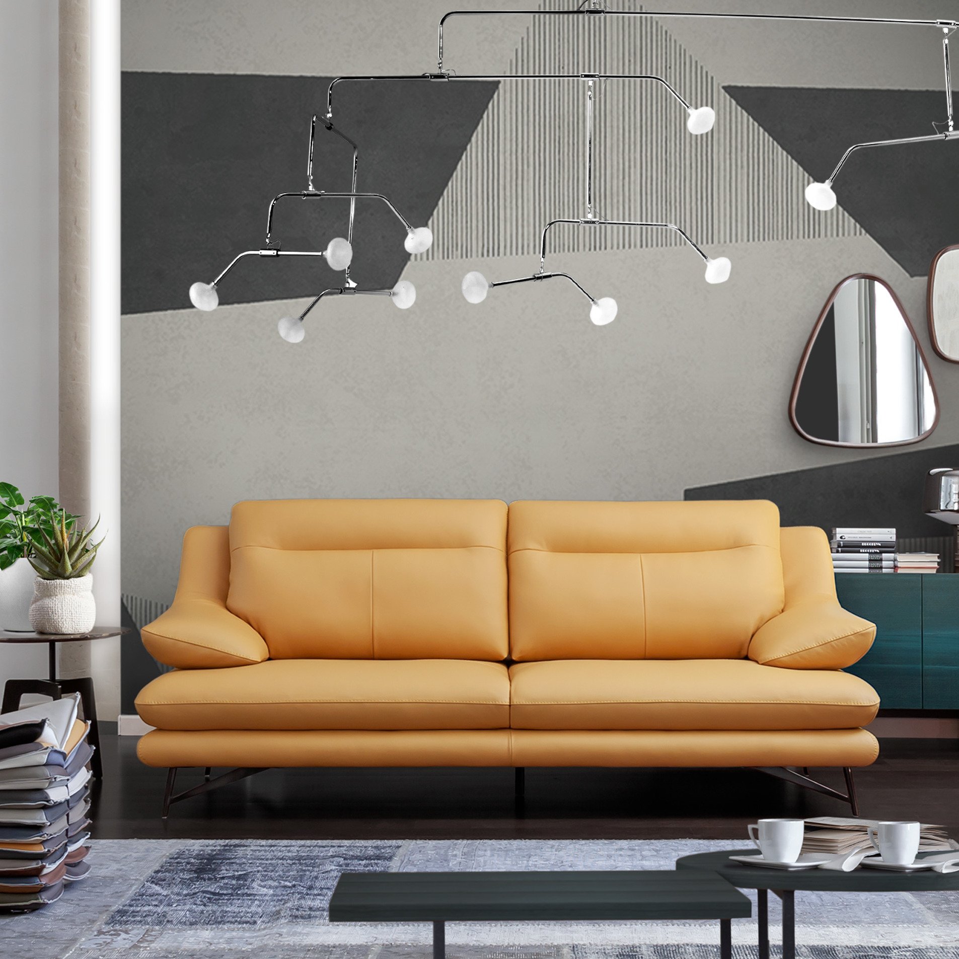 Sofa 3-Sitzer Celine Leder Gelb Sofa 3-Sitzer Celine Leder Gelb