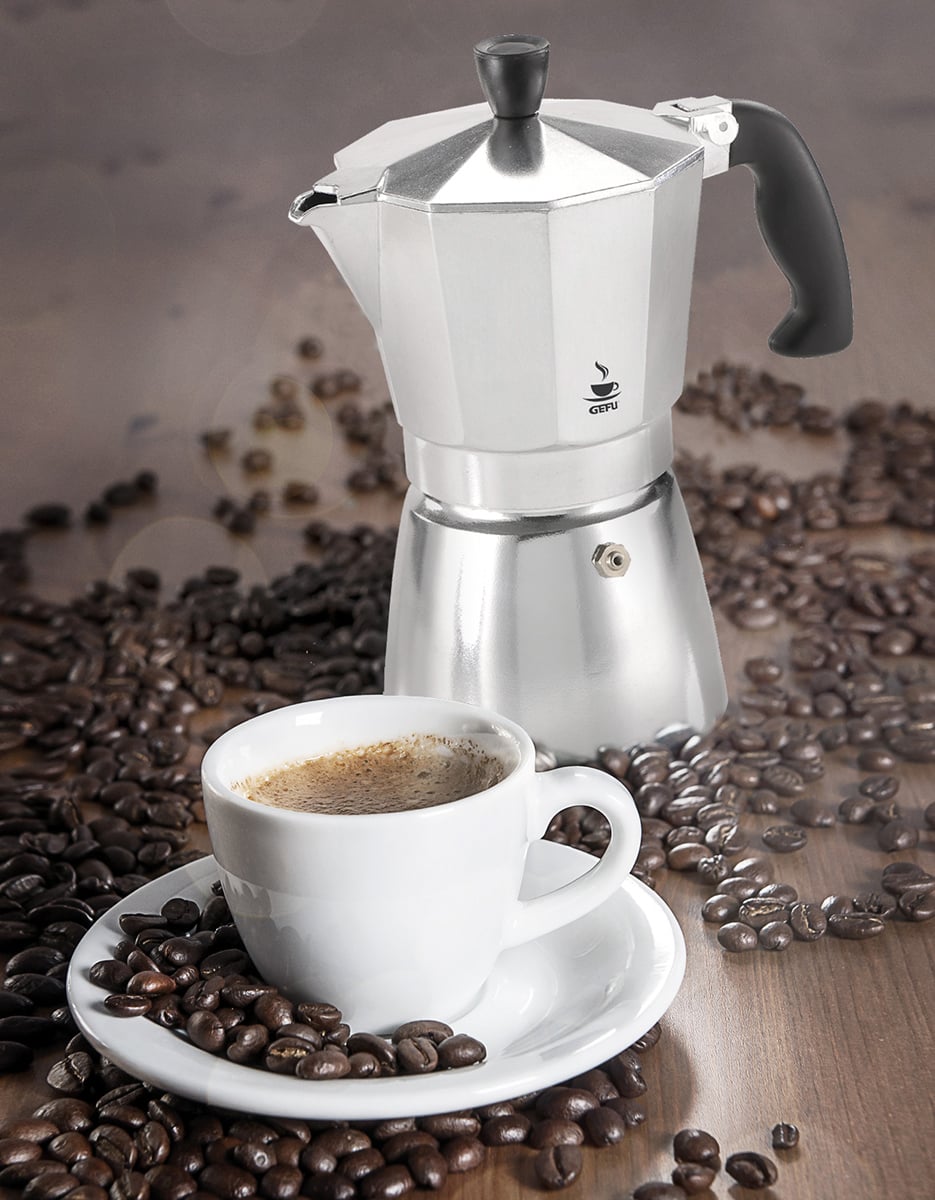 Gefu Espressokocher Lucino Schwarz-Silber