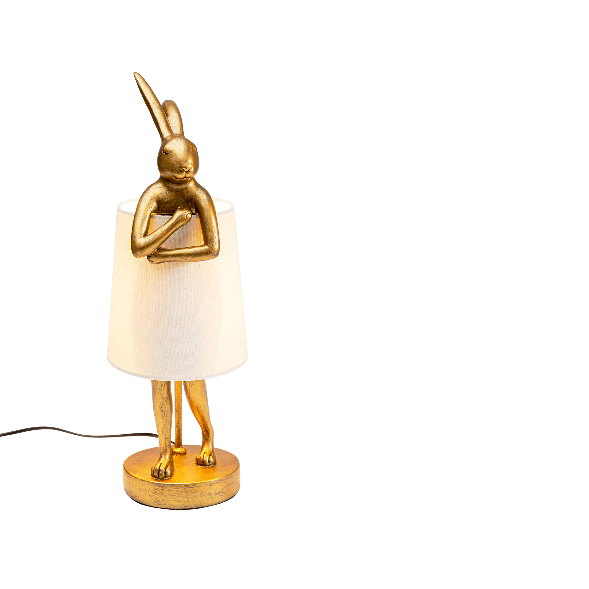 Kare Tischleuchte Animal Rabbit Bezug Weiß, Gold 50 cm Kare Tischleuchte Animal Rabbit Bezug Weiß, Gold 50 cm