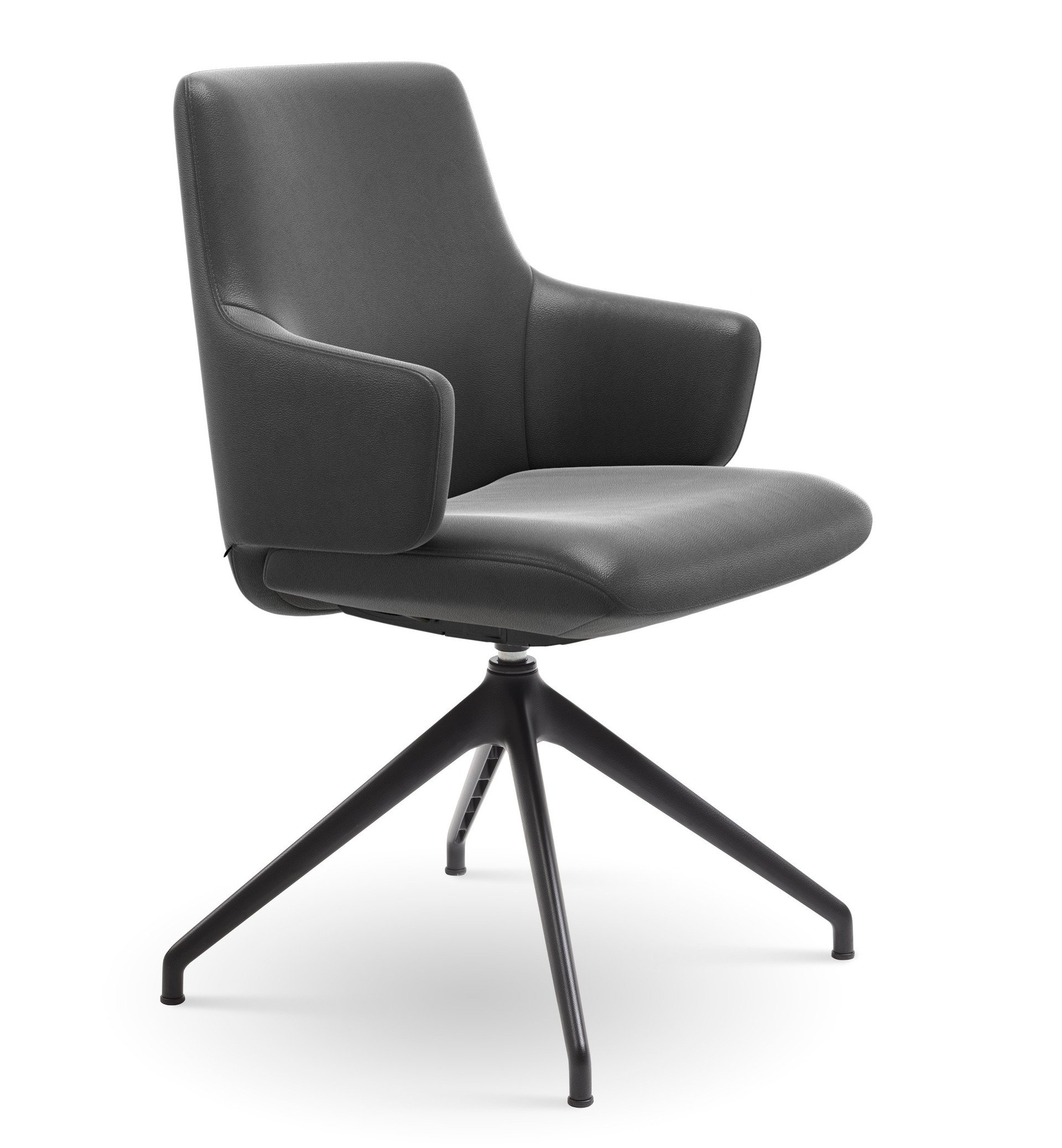 Stressless Armlehnstuhl Laurel (L) Bezug Leder Batick Grey 79, Gestell Mattschwarz 45