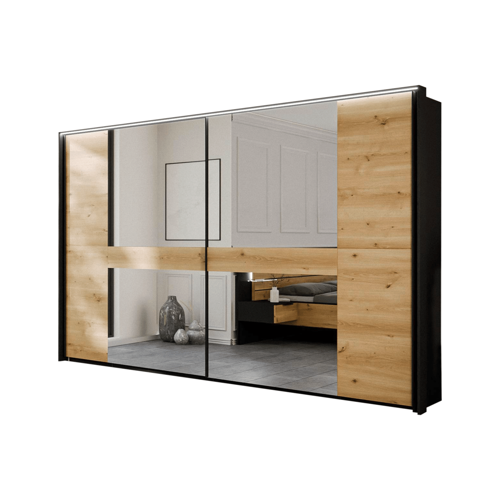 Inovationi Schwebetürenschrank Verona 2-türig Schwarz 68*301*223 Inovationi Schwebetürenschrank Verona 2-türig Schwarz 68*301*223