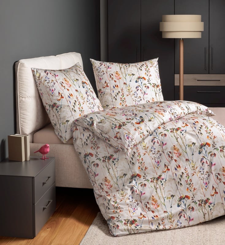 Satin Bettwäsche Modern Art S Beige-Bunt 155x220cm online kaufen
