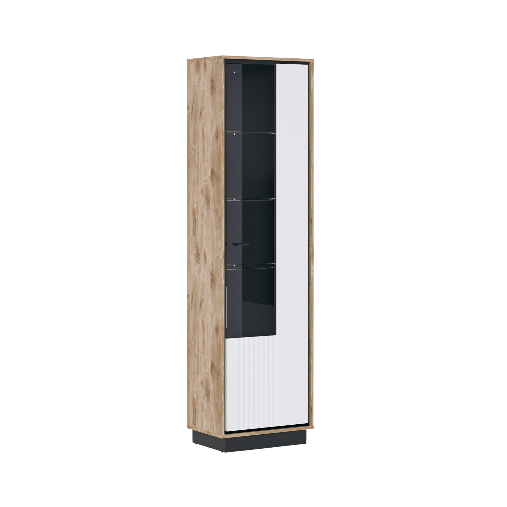 Novofurn Vitrine Windor Eichefarben 56.6*206.5*37 Novofurn Vitrine Windor Eichefarben 56.6*206.5*37