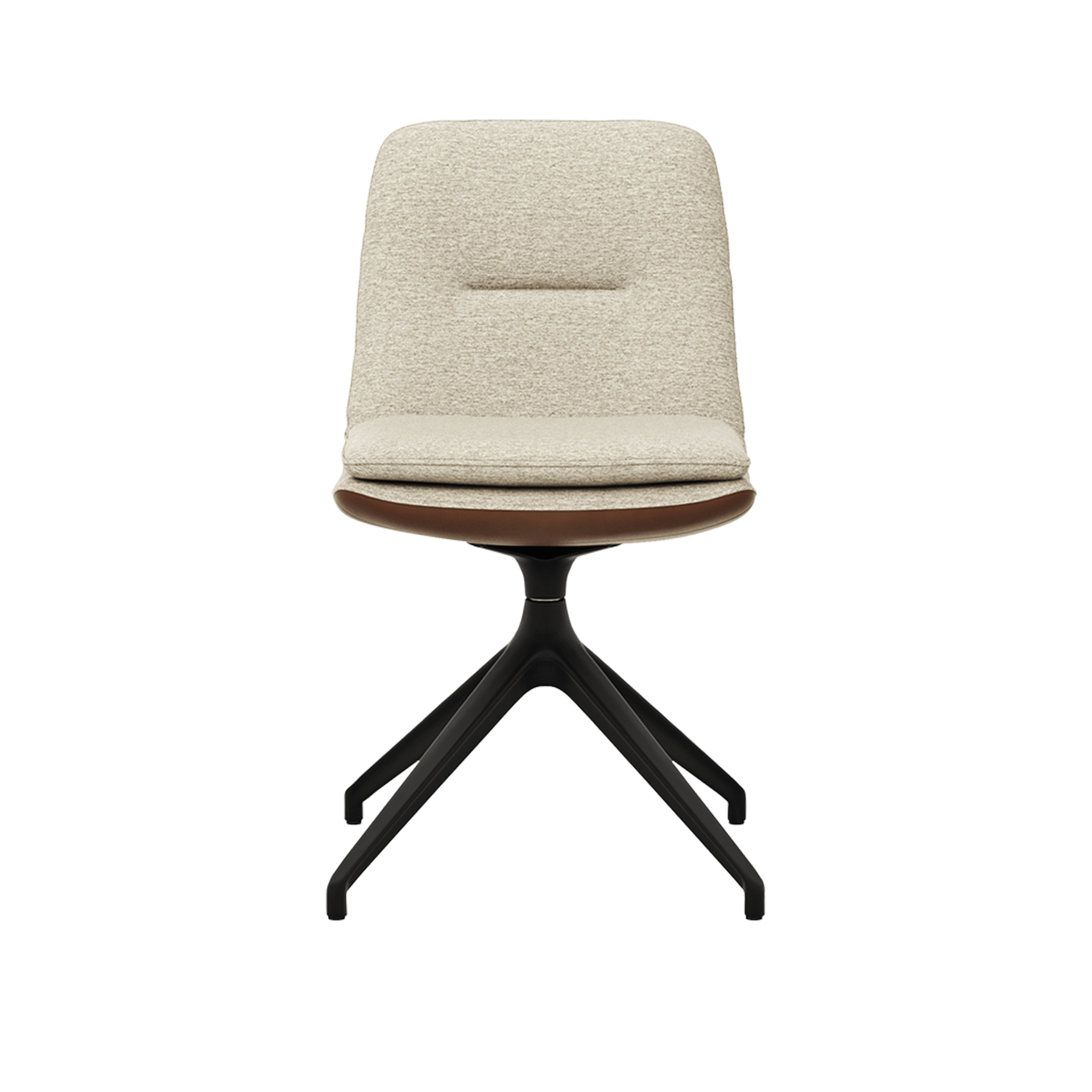 Global wohnen Stuhl Macano Rückseite Leder Rio cognac Innenseite Stoff Tarim beige Gestell Anthrazit
