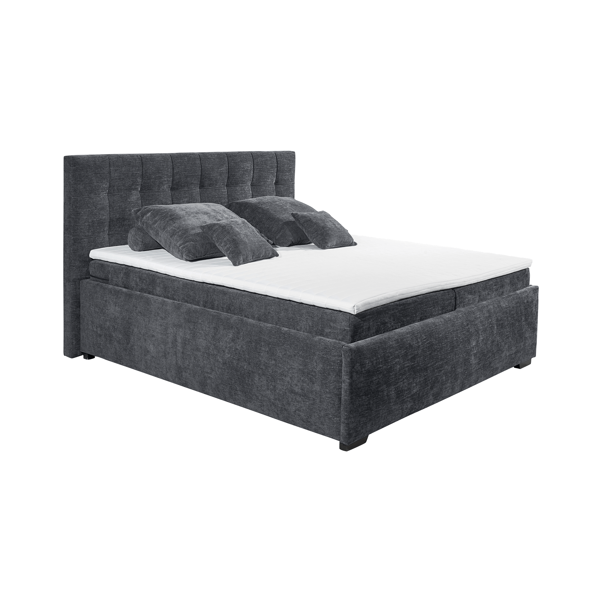 Boxbett Atos Bezug Nordic Graphit, Fuß Schwarz 180x200 cm