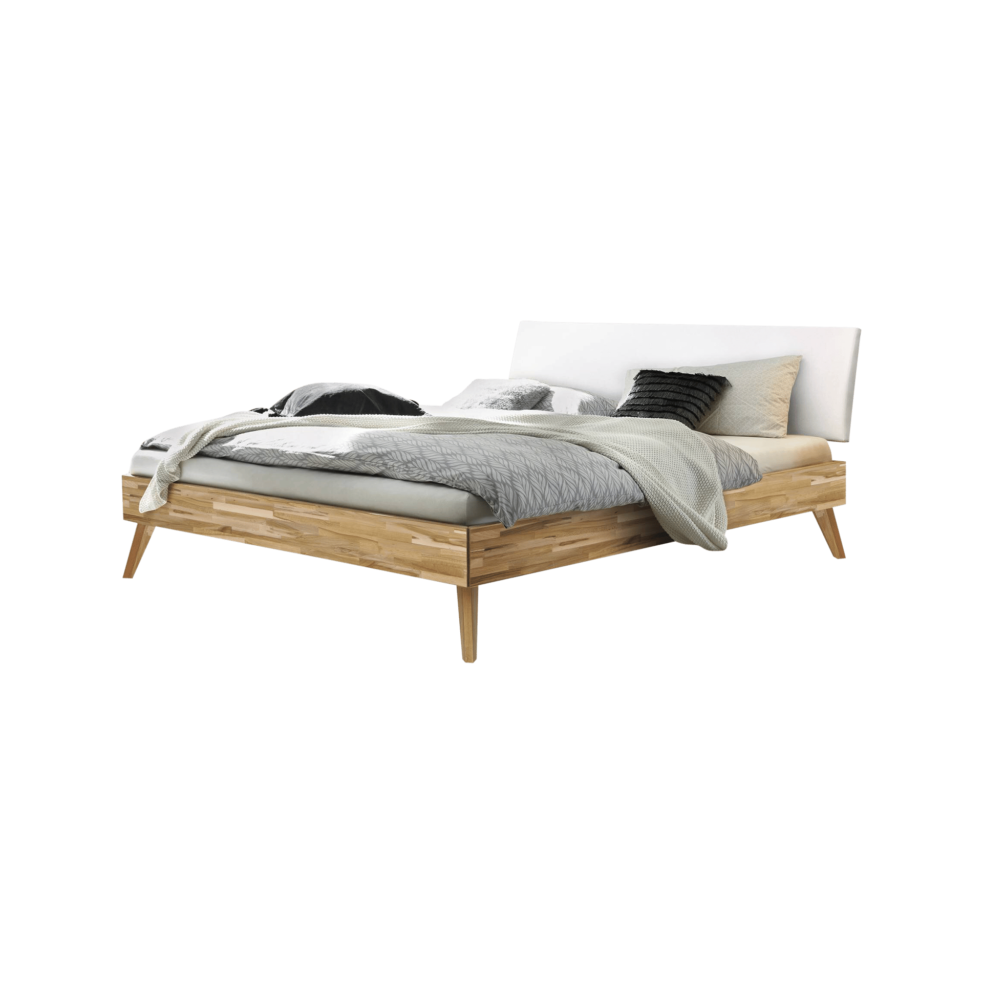 HASENA Bett Pesaro Kopfteil Kuhl White, Gestell Kernbuche 100x200 cm HASENA Bett Pesaro Kopfteil Kuhl White, Gestell Kernbuche 100x200 cm