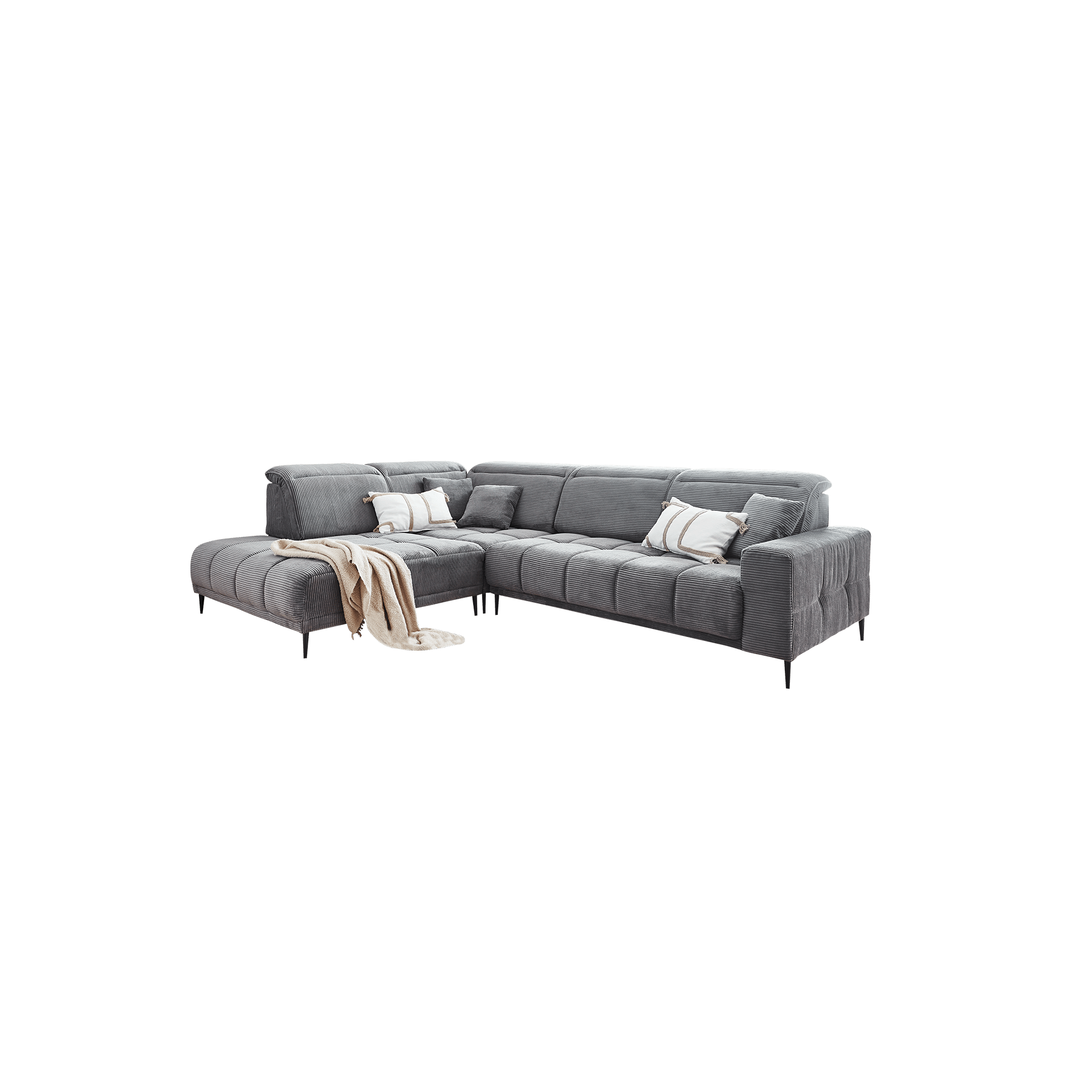 Ecksofa Liana Grau Sitztiefe motorisch verstellbar Ecksofa Liana Grau Sitztiefe motorisch verstellbar