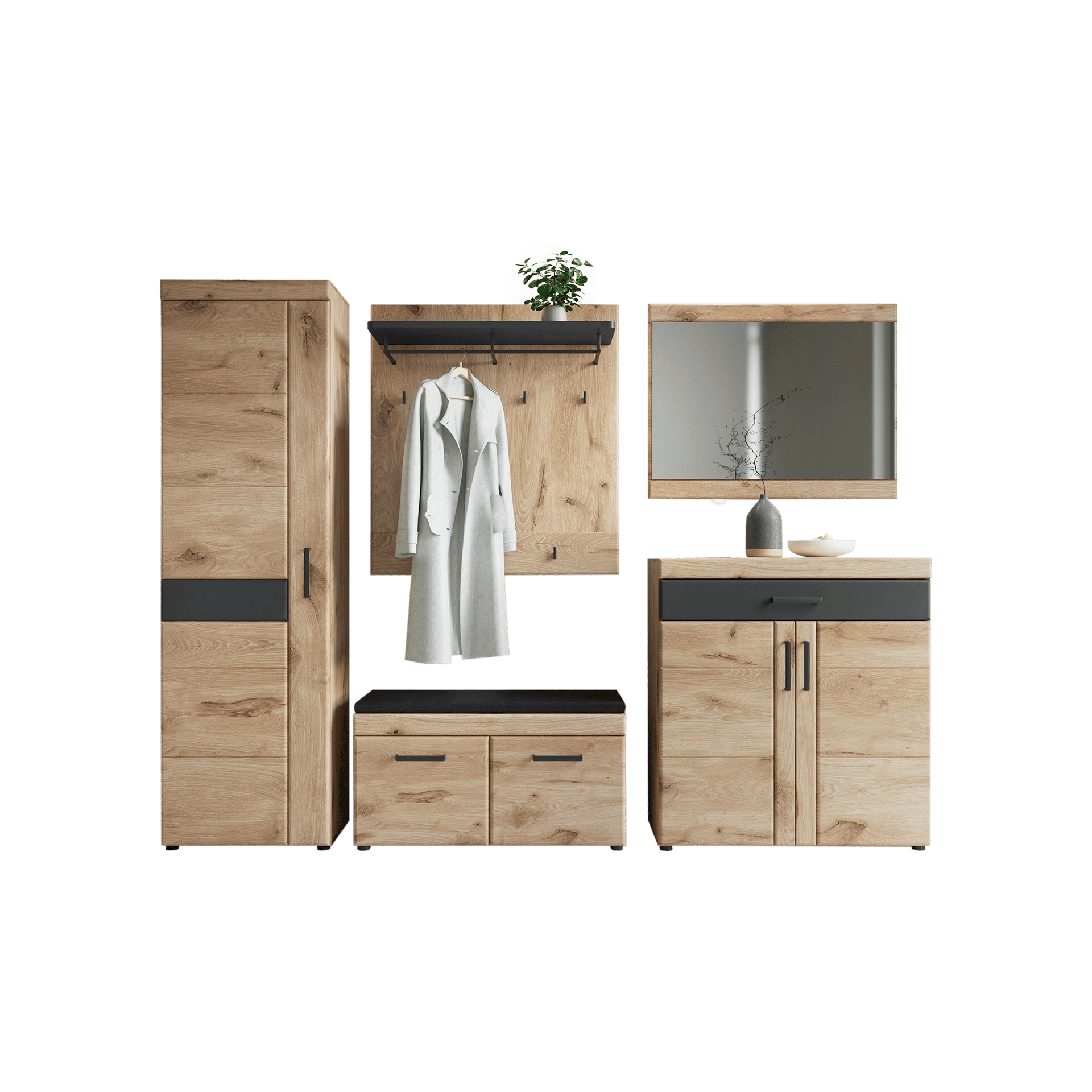 Novofurn Garderoben-Set Grano Eichefarben