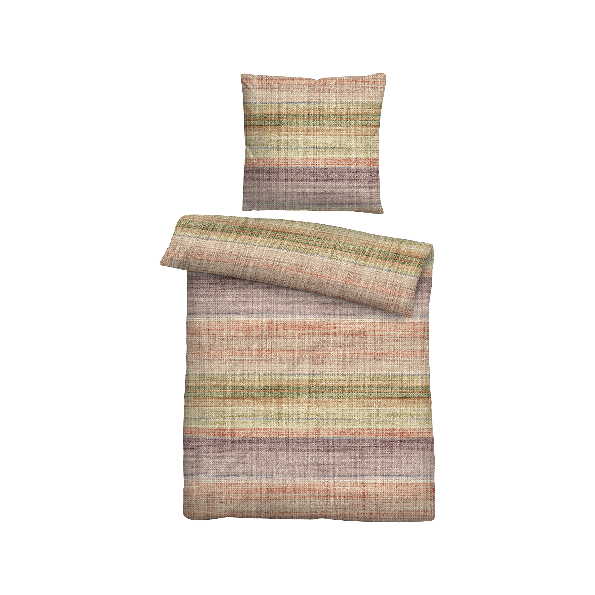 Seersucker Bettwäsche Streifen-Karo Macchiato 155x220cm