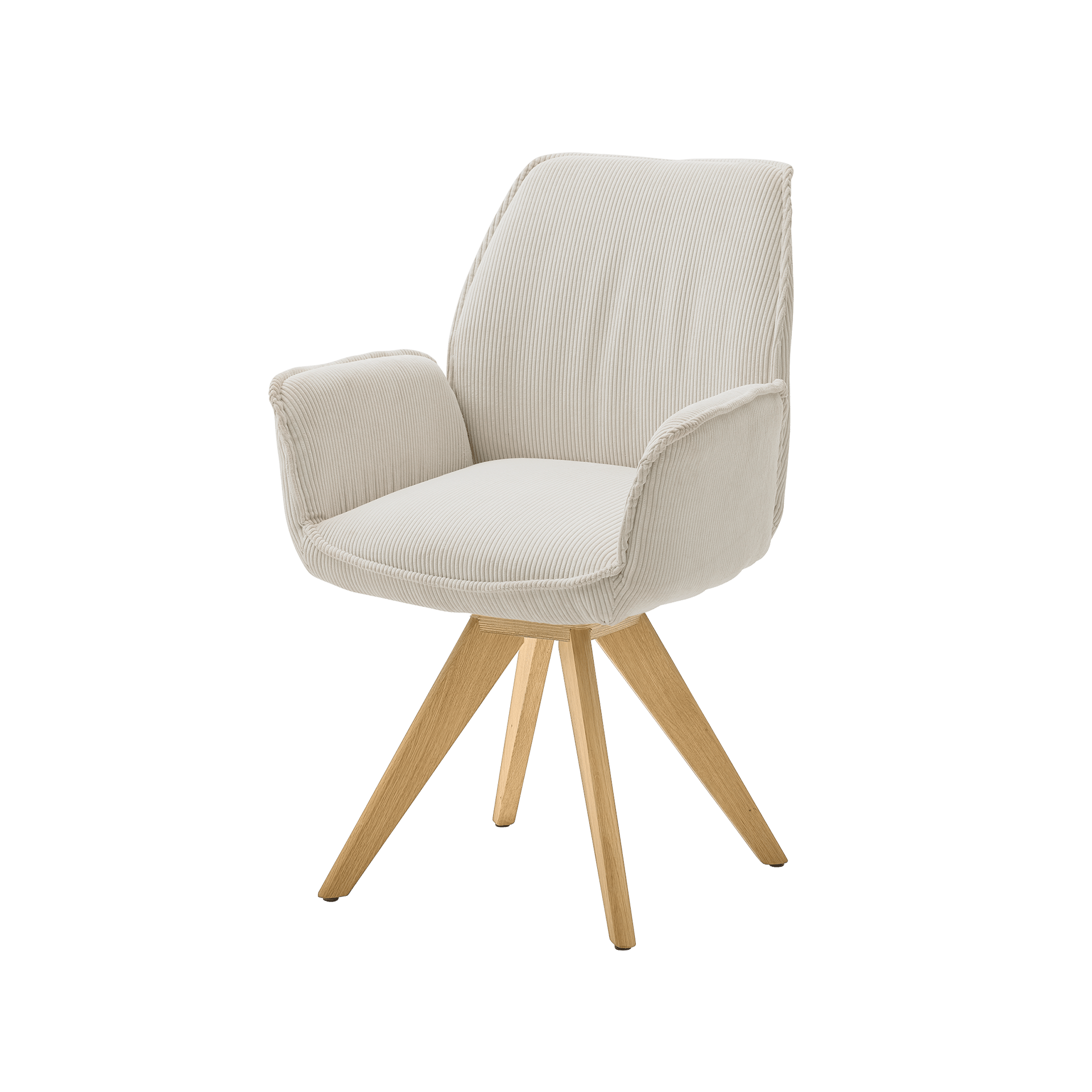 Musterring Armlehnstuhl Tiama Bezug Cord Rebel cream Gestell Stativgestell Eiche massiv - 180°Drehbar mit Rückholfunktion Musterring Armlehnstuhl Tiama Bezug Cord Rebel cream Gestell Stativgestell Eiche massiv - 180°Drehbar mit Rückholfunktion