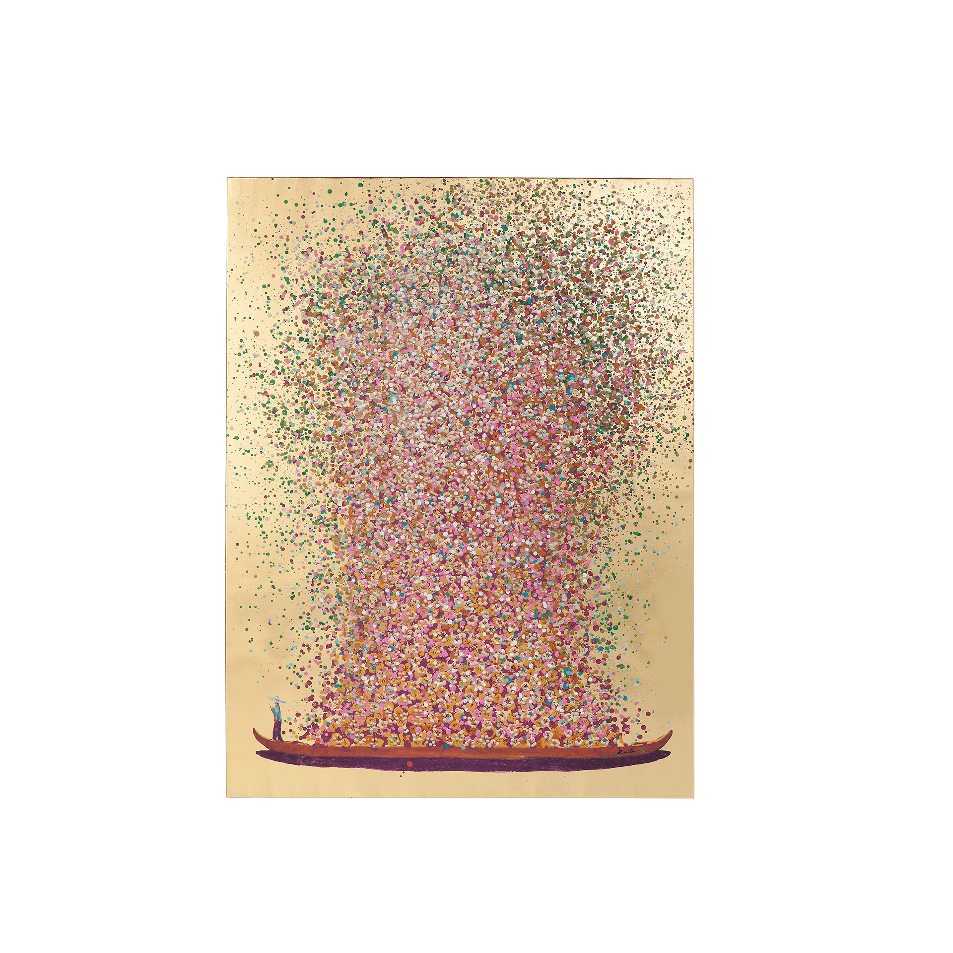 Kare Bild Flower Boat Gold