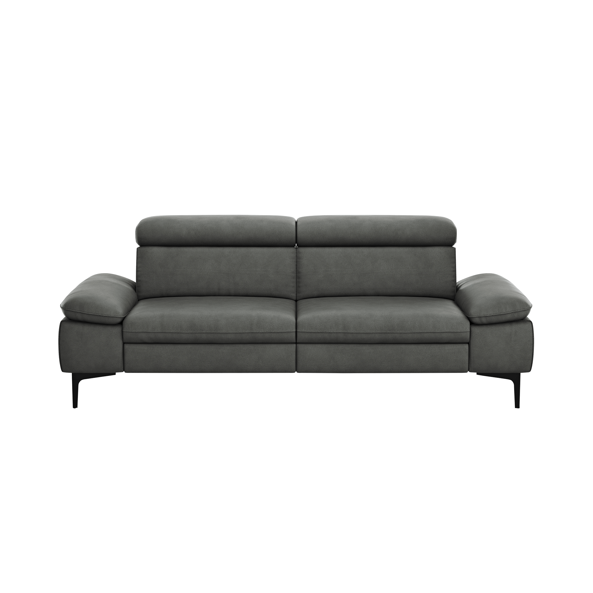 Global wohnen Sofa 3-Sitzer Felipa Leder Retro Grey Rücken echt, Kopfteilverstellung Global wohnen Sofa 3-Sitzer Felipa Leder Retro Grey Rücken echt, Kopfteilverstellung