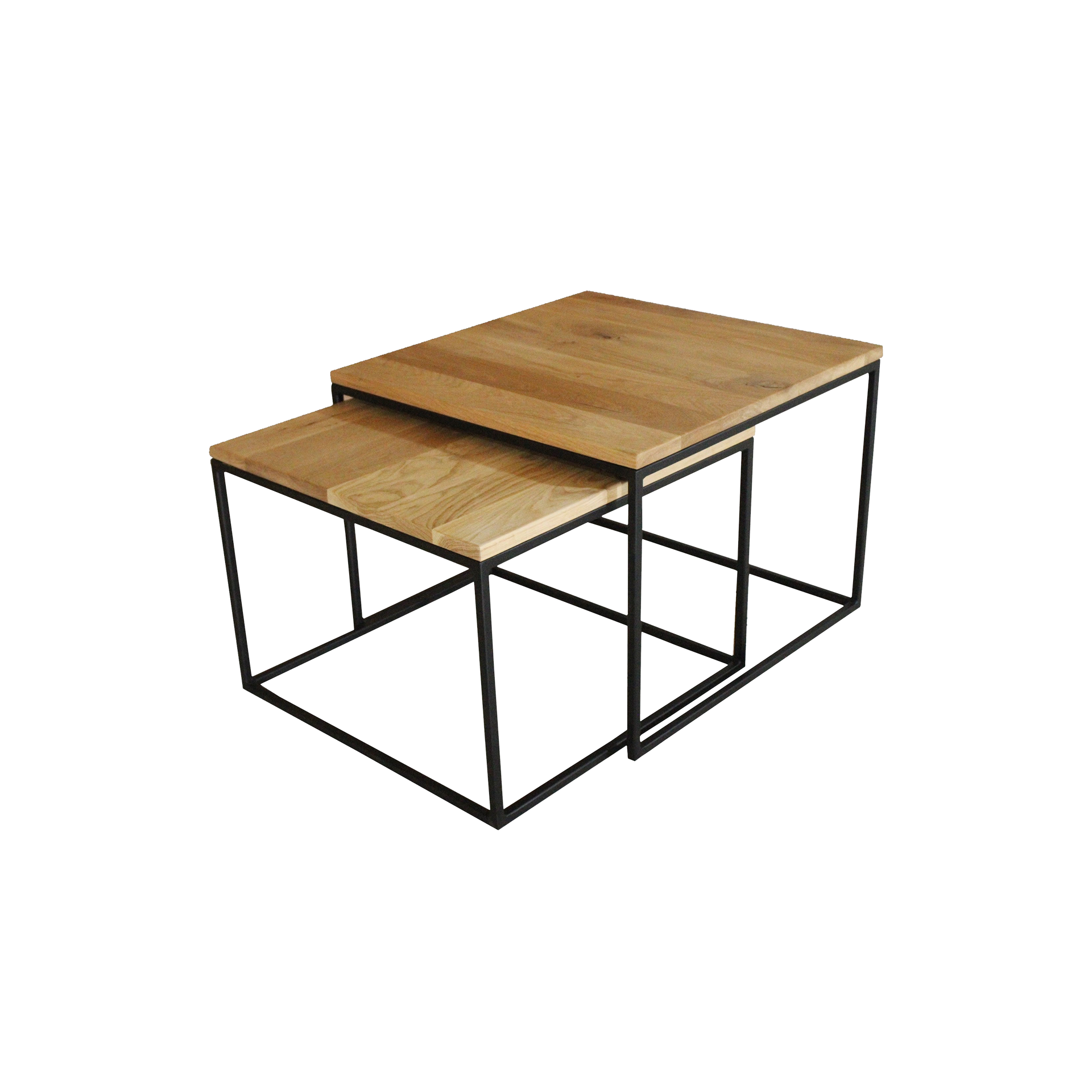 Couchtisch-Set Mavy 2-teilig Platte Wildeiche Gestell Schwarz 60*60*45 Couchtisch-Set Mavy 2-teilig Platte Wildeiche Gestell Schwarz 60*60*45