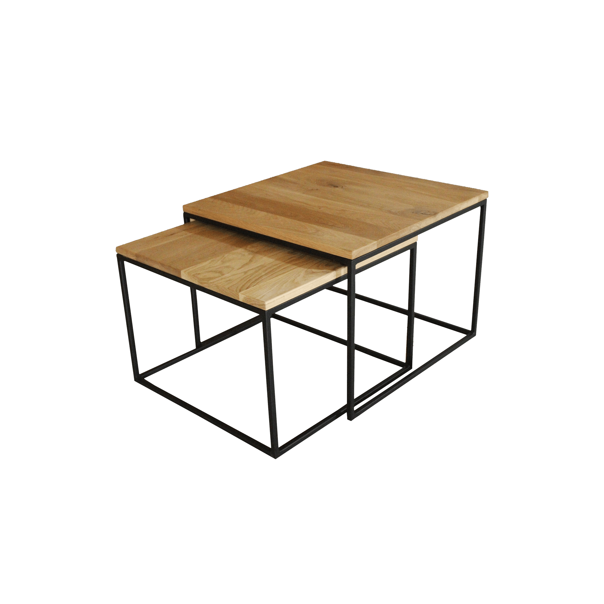 Couchtisch-Set Mavy 2-teilig Platte Wildeiche Gestell Schwarz 60*60*45