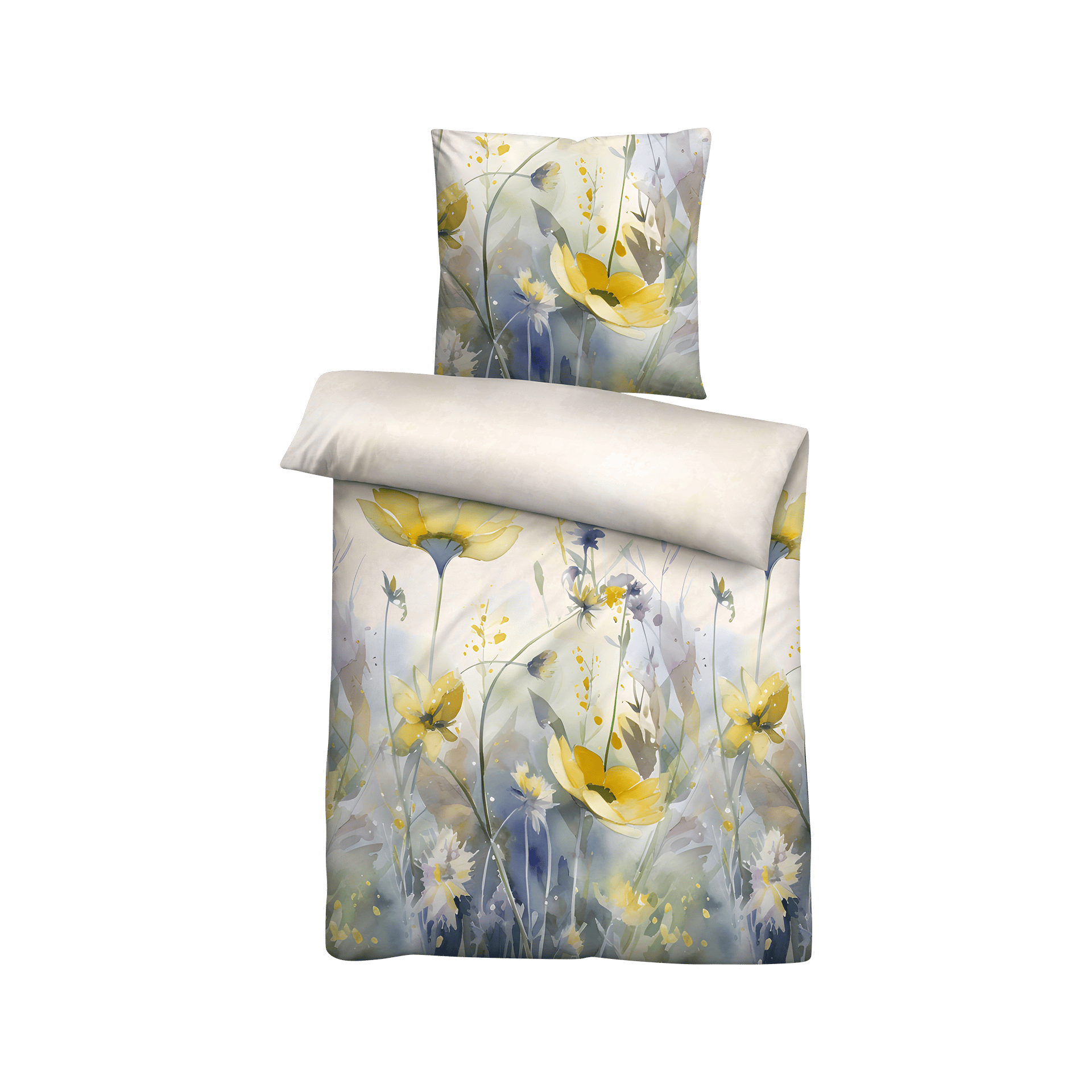 Satin Bettwäsche Wildblumen Perlmutt 135x200cm Satin Bettwäsche Wildblumen Perlmutt 135x200cm