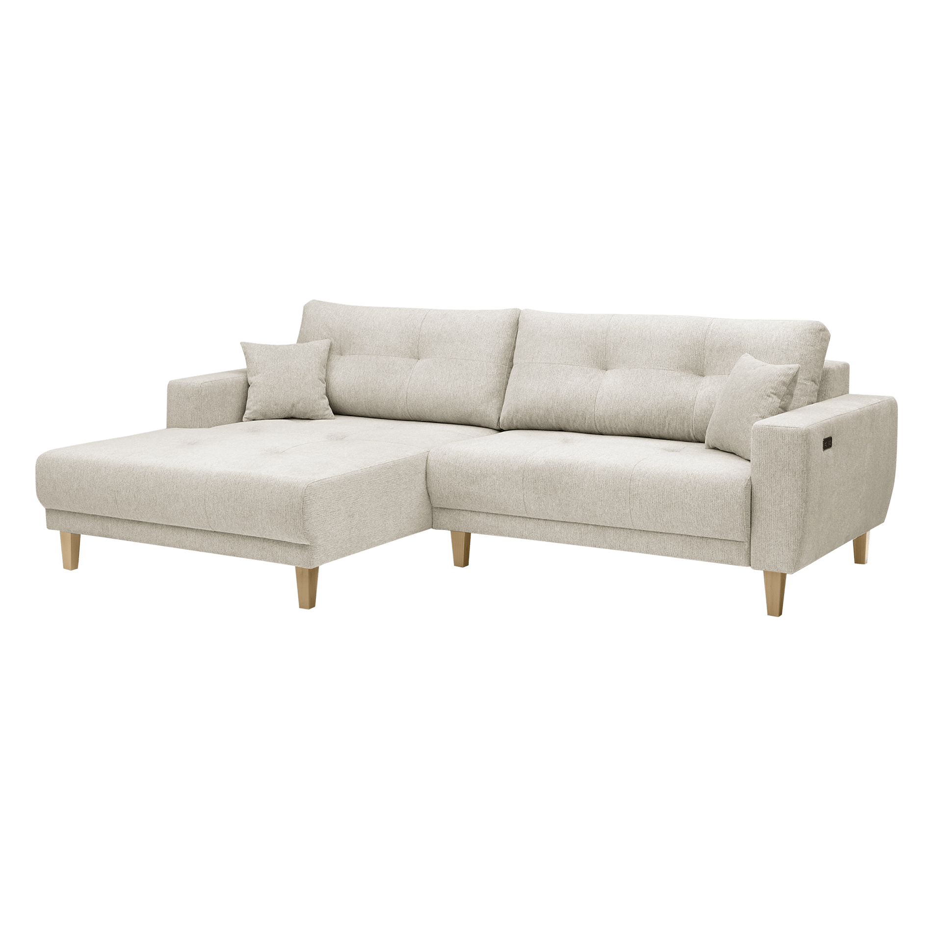 Ecksofa Halina Beige Sitztiefe motorisch verstellbar