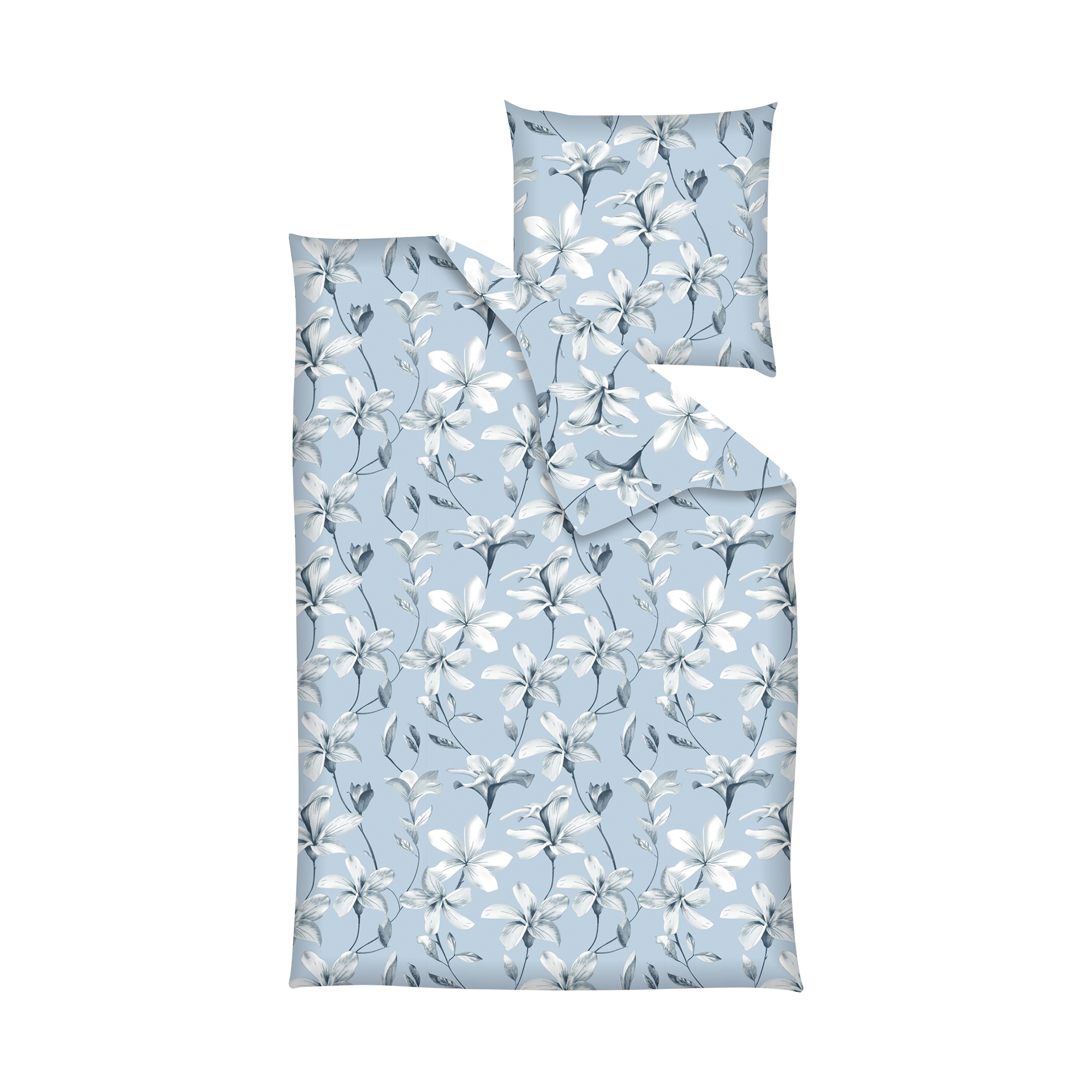 Renforce Bettwäsche Blumen Blau 200x200cm