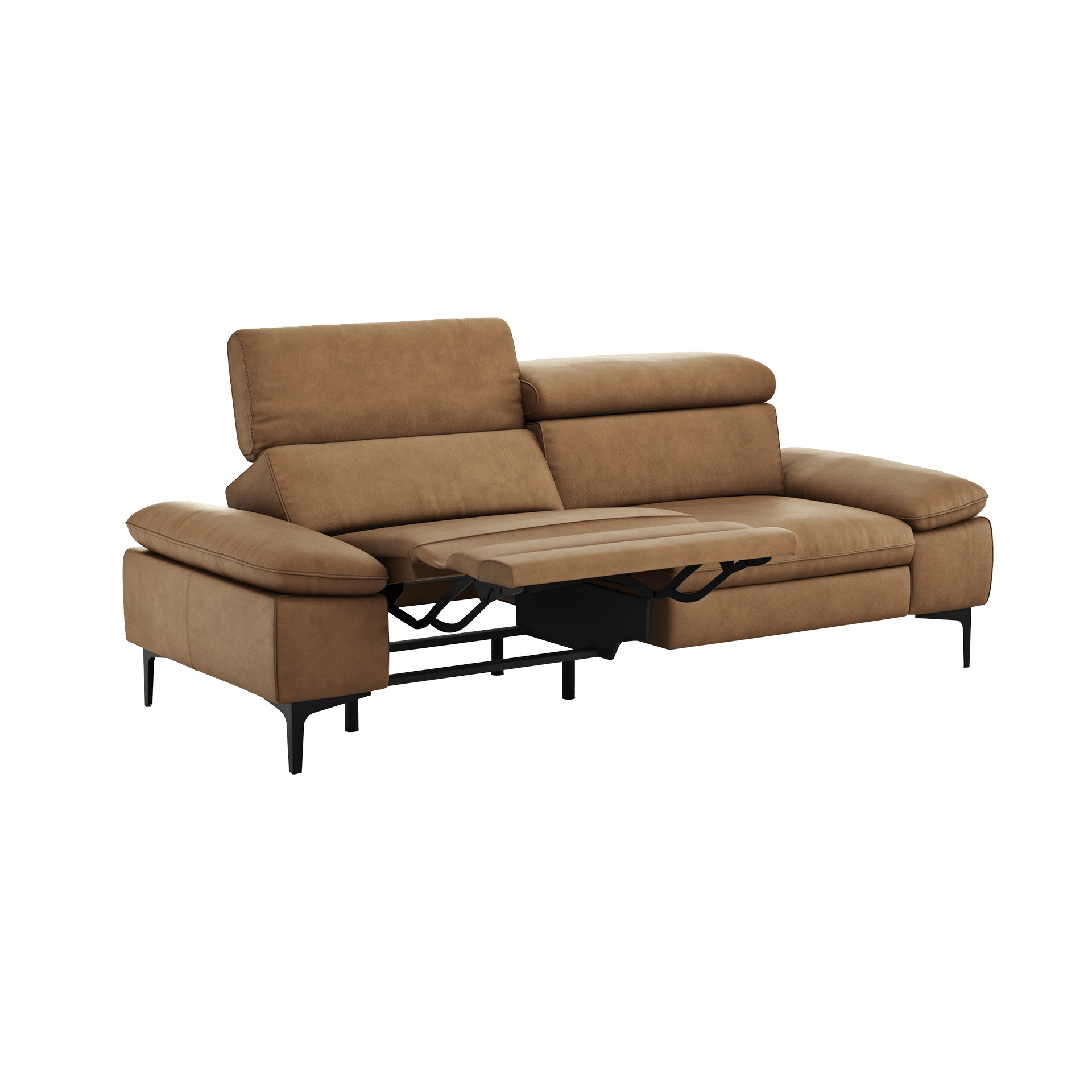 Global wohnen Sofa 3-Sitzer Felipa Leder Retro Cognac Kopfteilverstellung, Relaxfunktion motorisch, Rücken echt Global wohnen Sofa 3-Sitzer Felipa Leder Retro Cognac Kopfteilverstellung, Relaxfunktion motorisch, Rücken echt