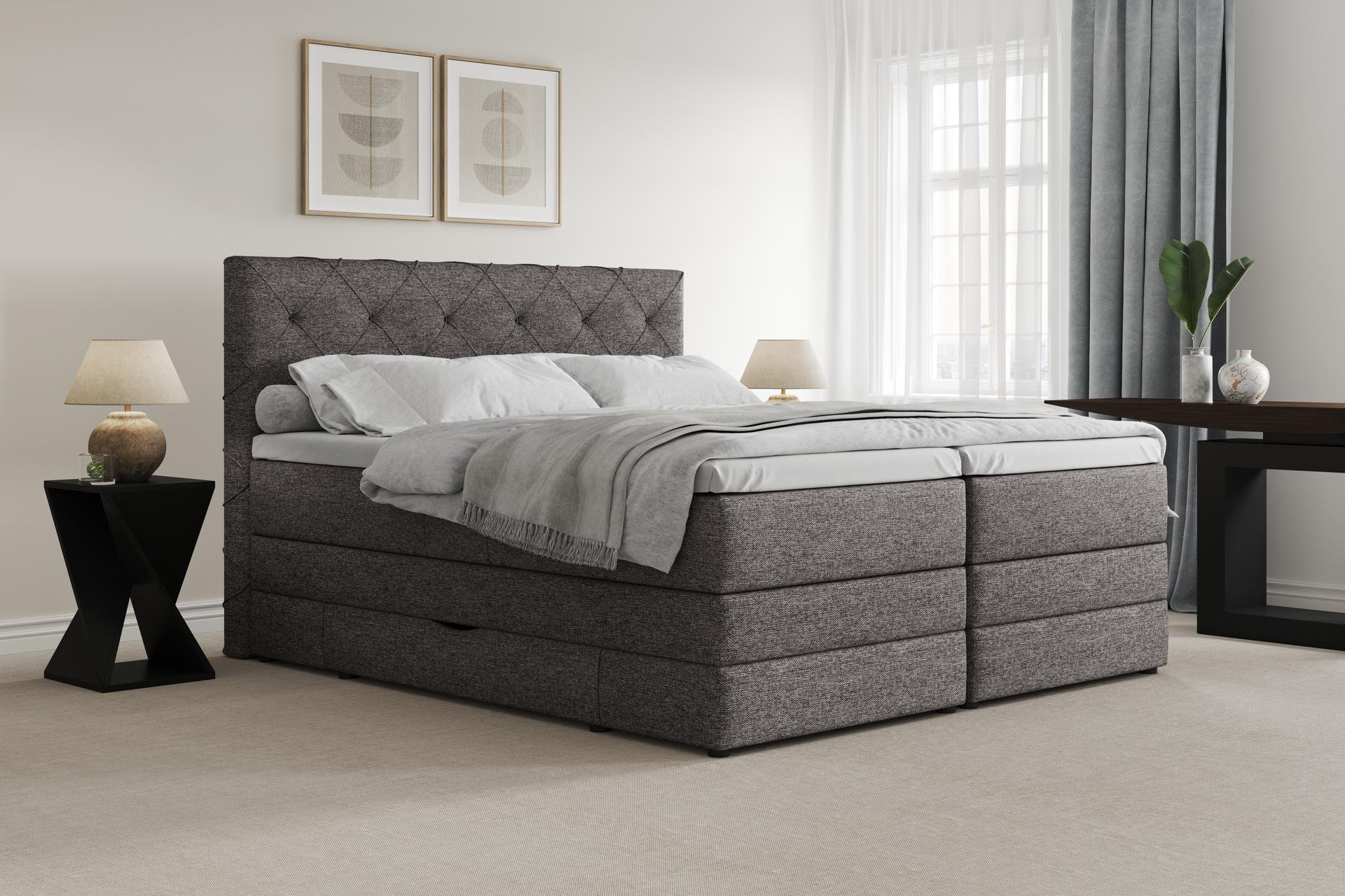 Francesca Garibaldi Boxspringbett Montecristo Grau 180x200 cm Francesca Garibaldi Boxspringbett Montecristo Grau 180x200 cm