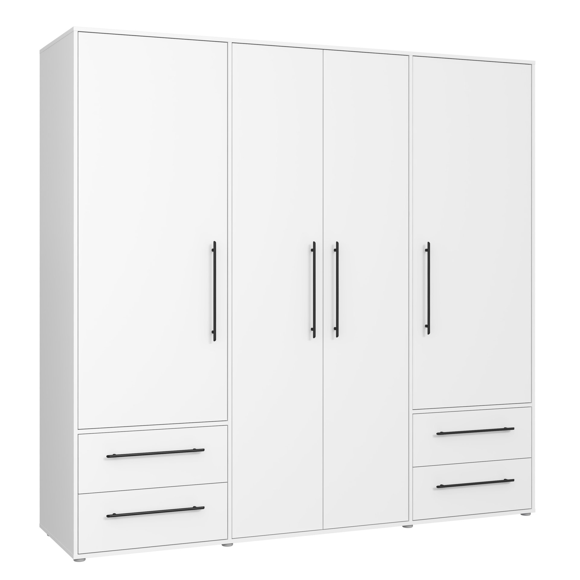 Drehtürenschrank Moldau 4-türig Weiß 58.8*205.9*200.1