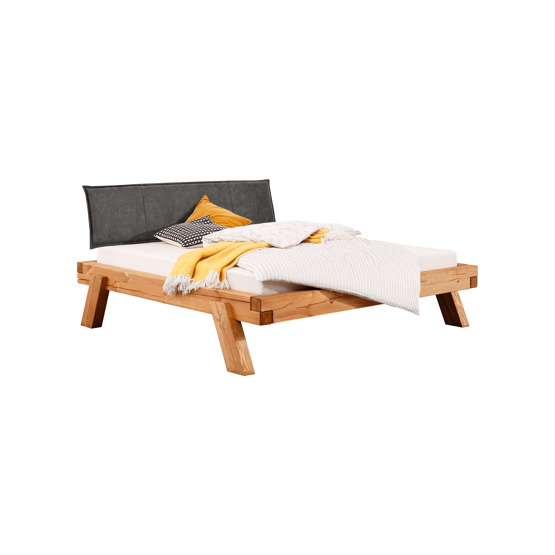 Bett Benny Kopfteil Anthrazit, Gestell Eichefarben 160x200 cm Bett Benny Kopfteil Anthrazit, Gestell Eichefarben 160x200 cm