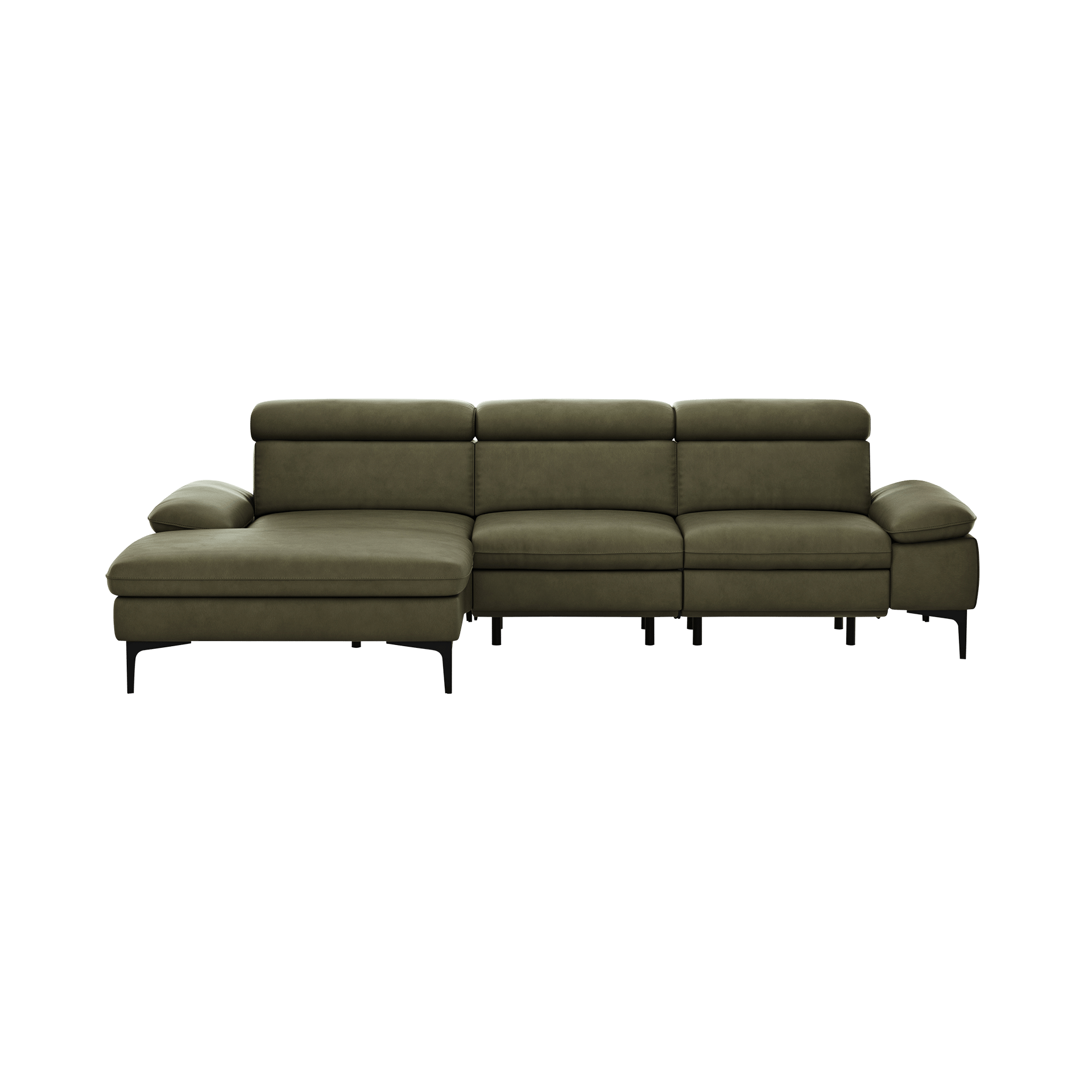 Global wohnen Ecksofa Felipa Leder Retro Olive Rücken echt, Kopfteilverstellung, Relaxfunktion motorisch, Armlehne verstellbar Global wohnen Ecksofa Felipa Leder Retro Olive Rücken echt, Kopfteilverstellung, Relaxfunktion motorisch, Armlehne verstellbar
