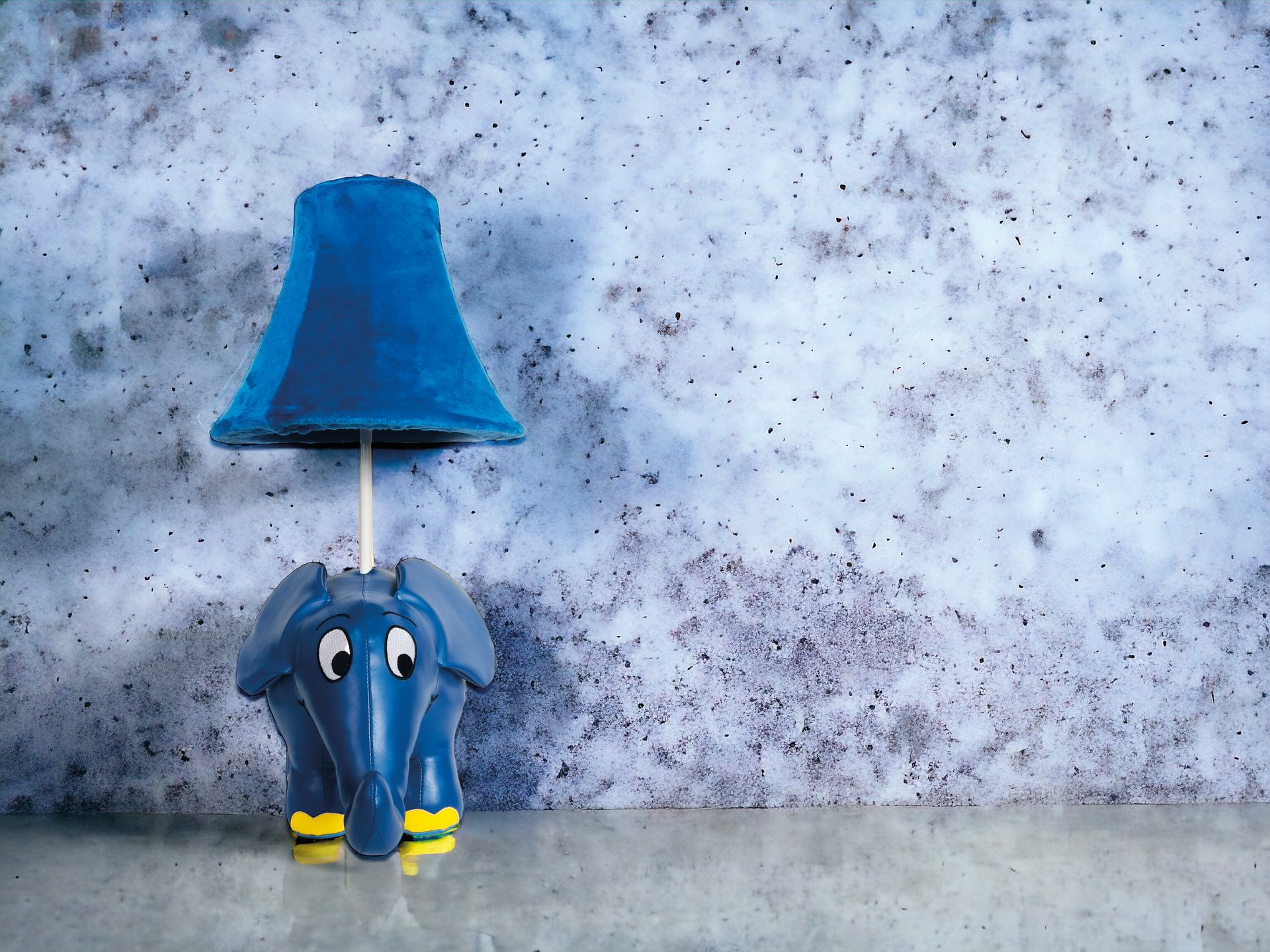 Tischleuchte Elefant Blau, Gelb