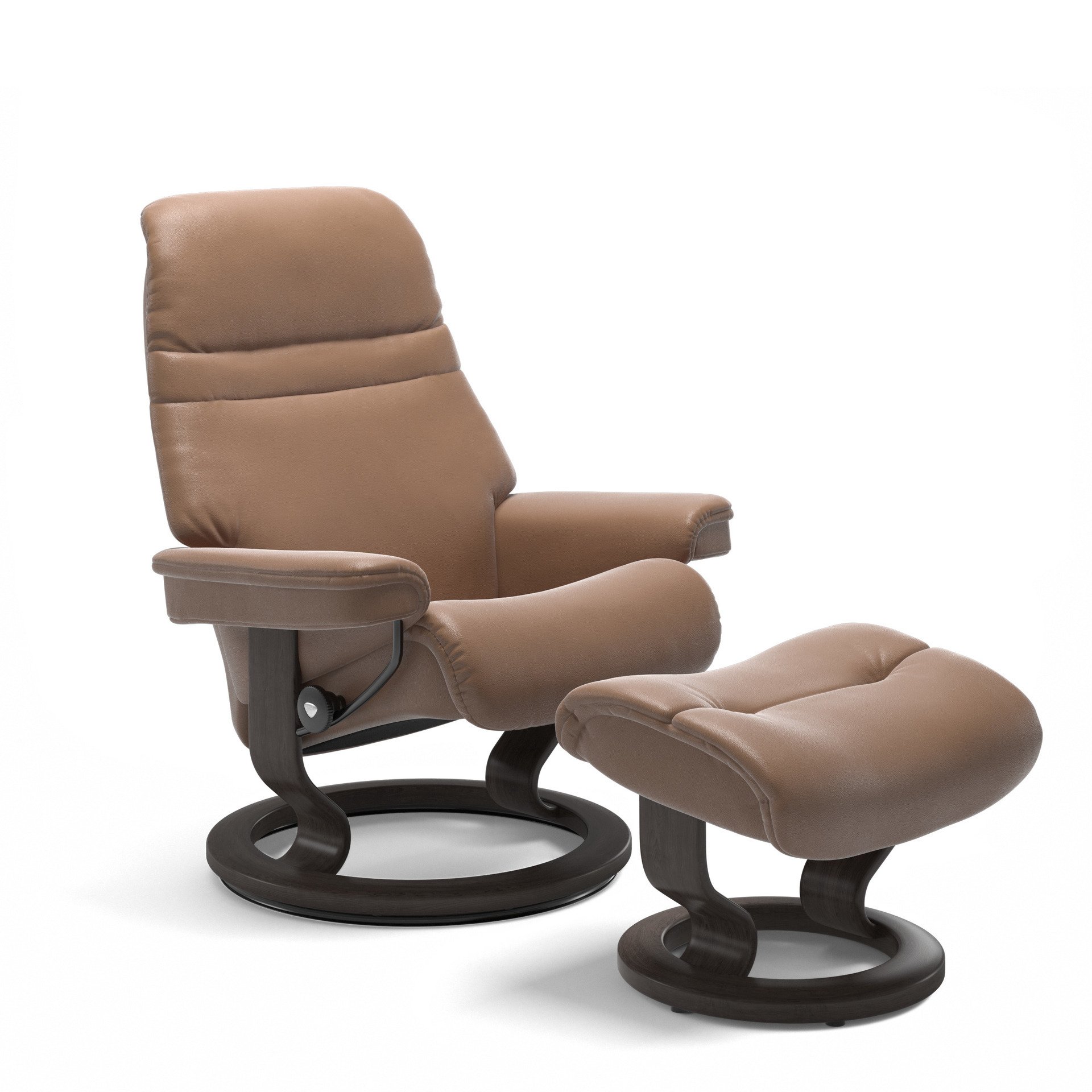 Stressless Relaxsessel mit Hocker Sunrise L Classic L Bezug Leder Batick Latte 04, Fuß Wenge 11