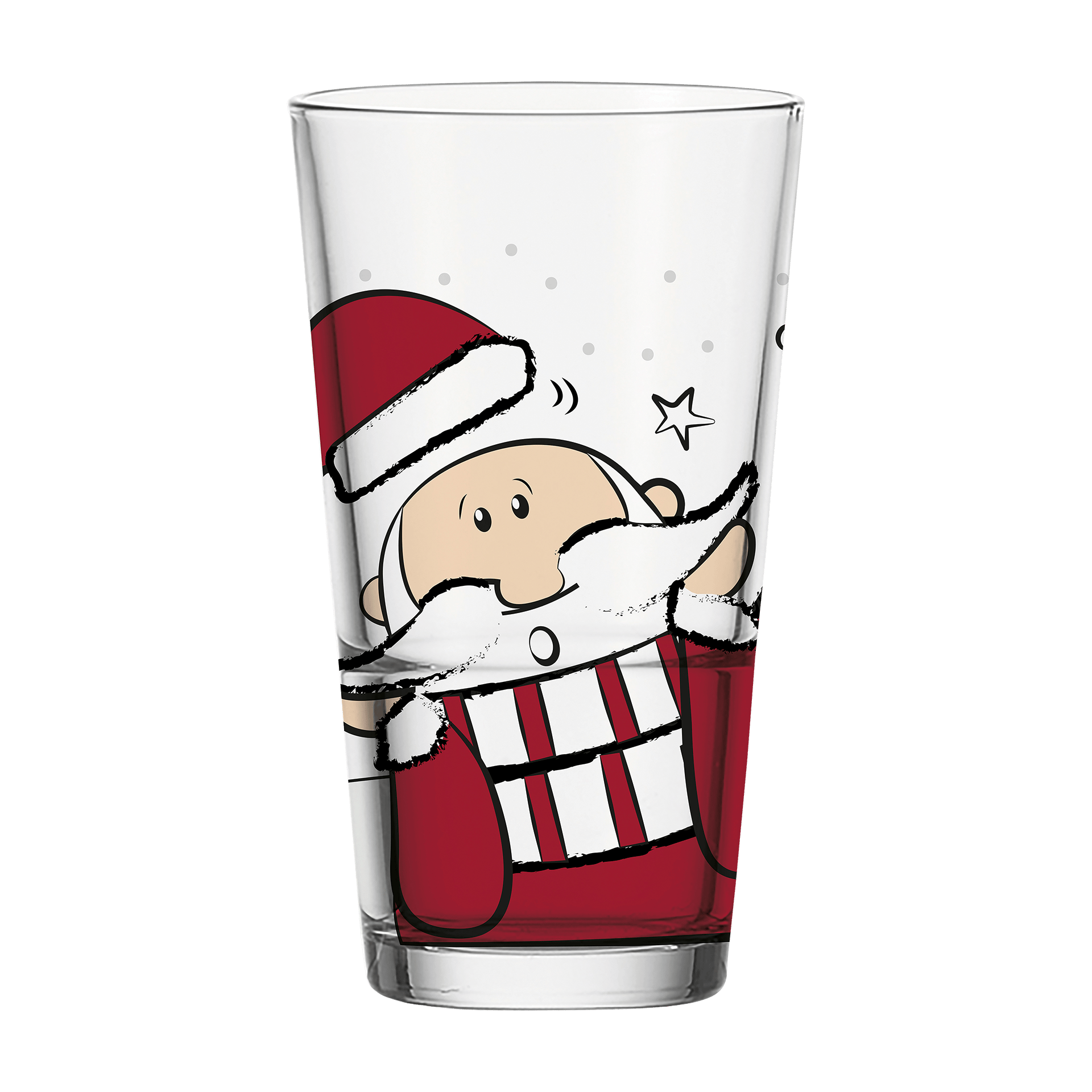 Longdrinkglas Weihnachtsmann mehrfarbig