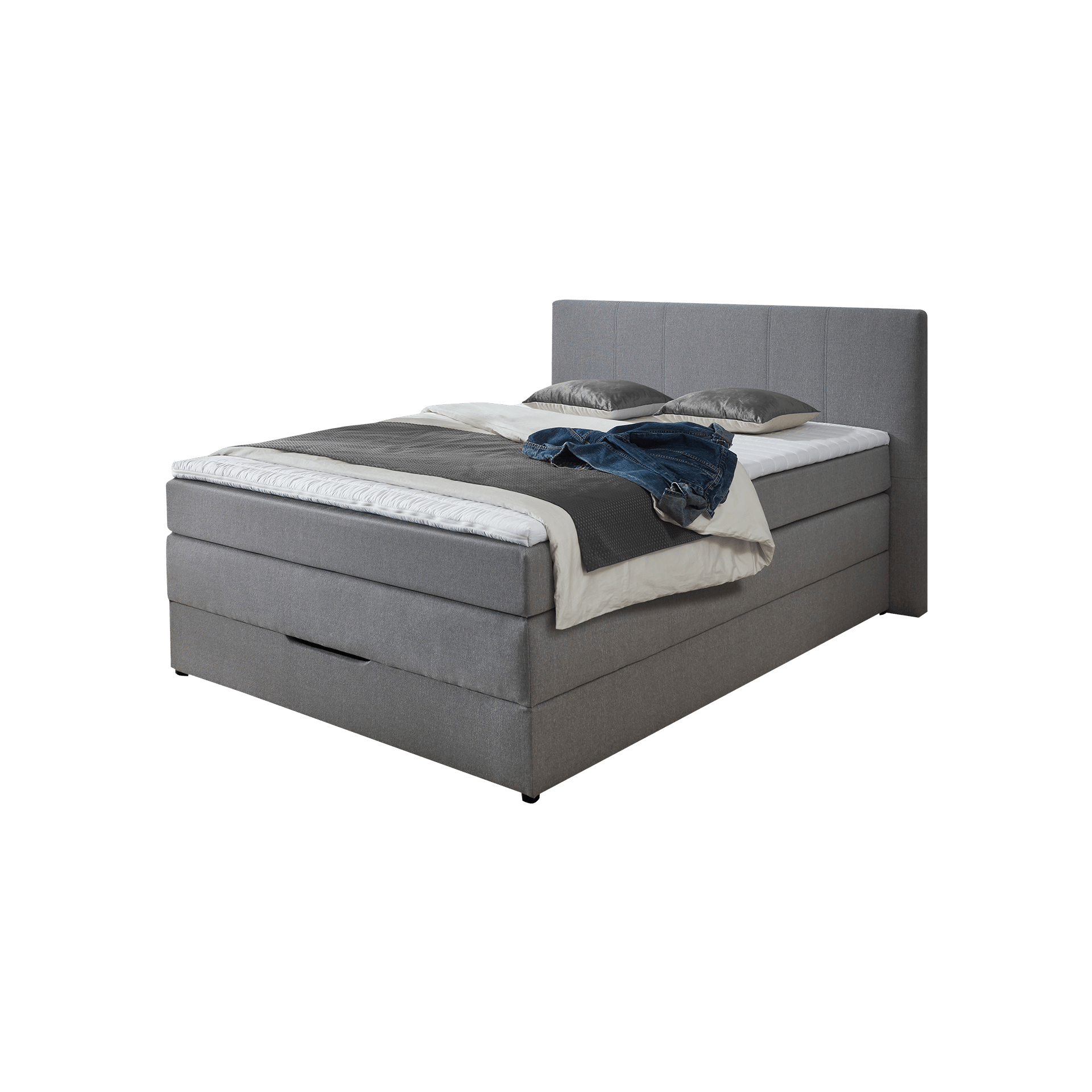 Boxspringbett Freiburg Silber 140x200 cm mit Bettkasten Boxspringbett Freiburg Silber 140x200 cm mit Bettkasten