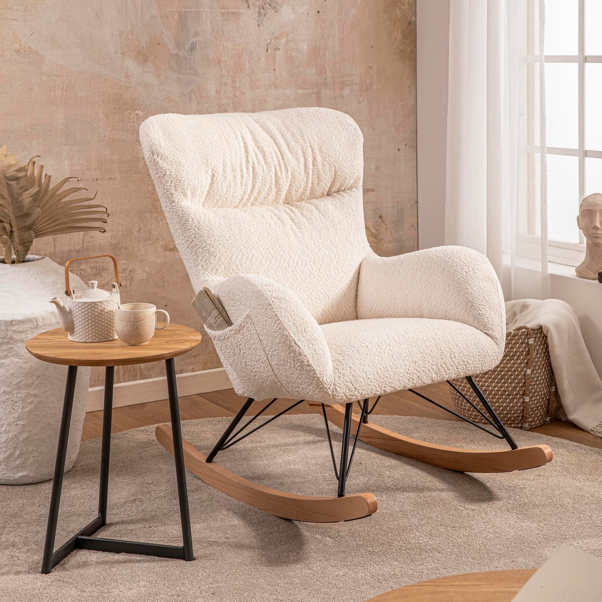 Schaukelstuhl Levita Bezug Boucle Beige online kaufen